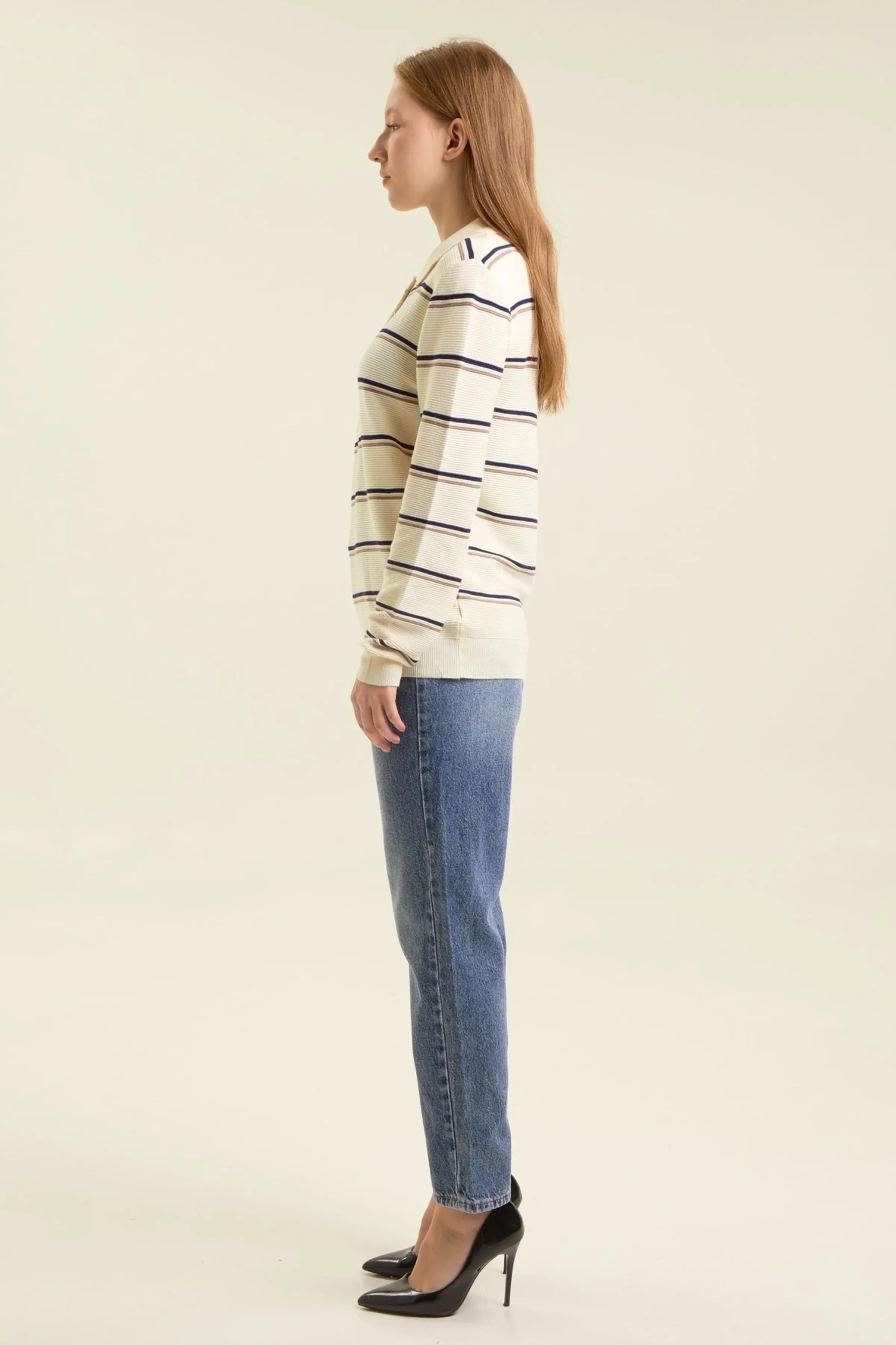 Джемпер сине-бежевая полоска для женщин 47239-296 60