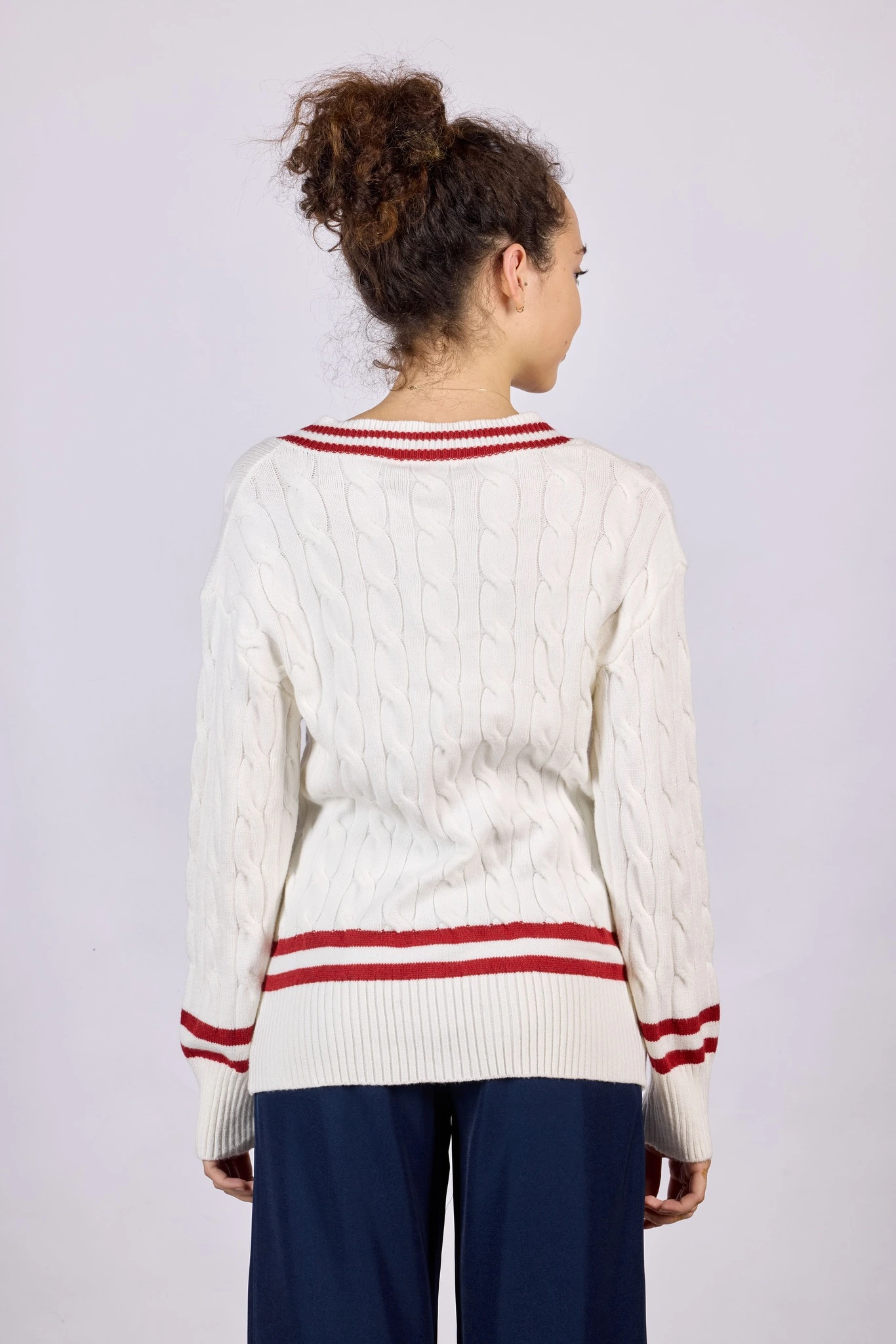 Джемпер бело-красная полоска для женщин 44105-50 60