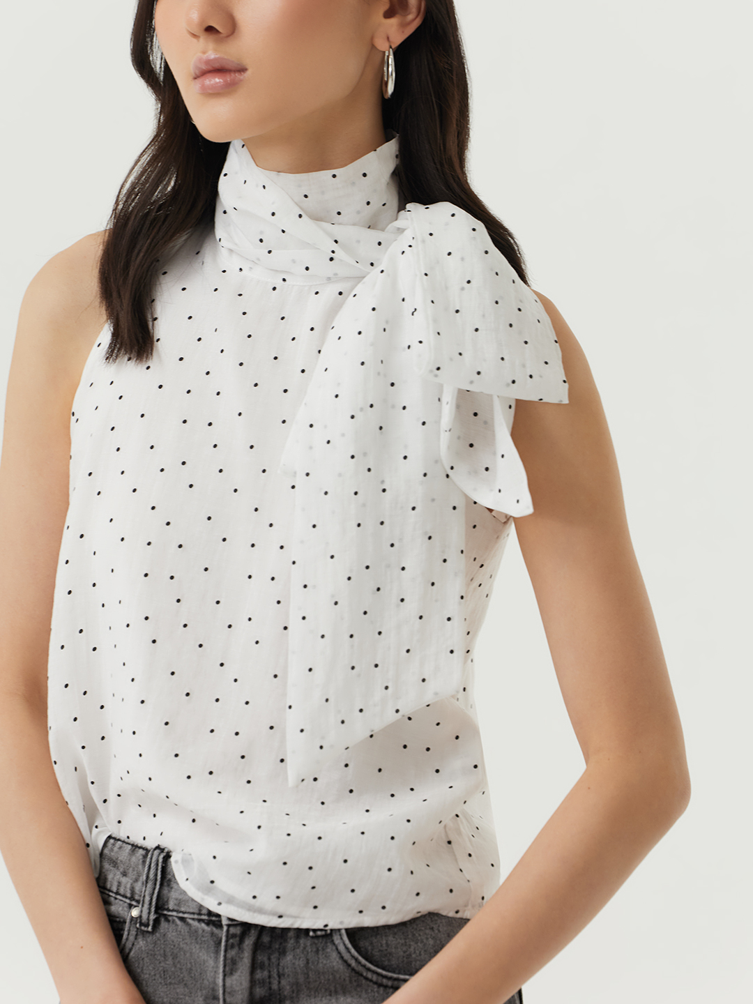 Блузка белый в черный горошек  для женщин 48219-297 28
