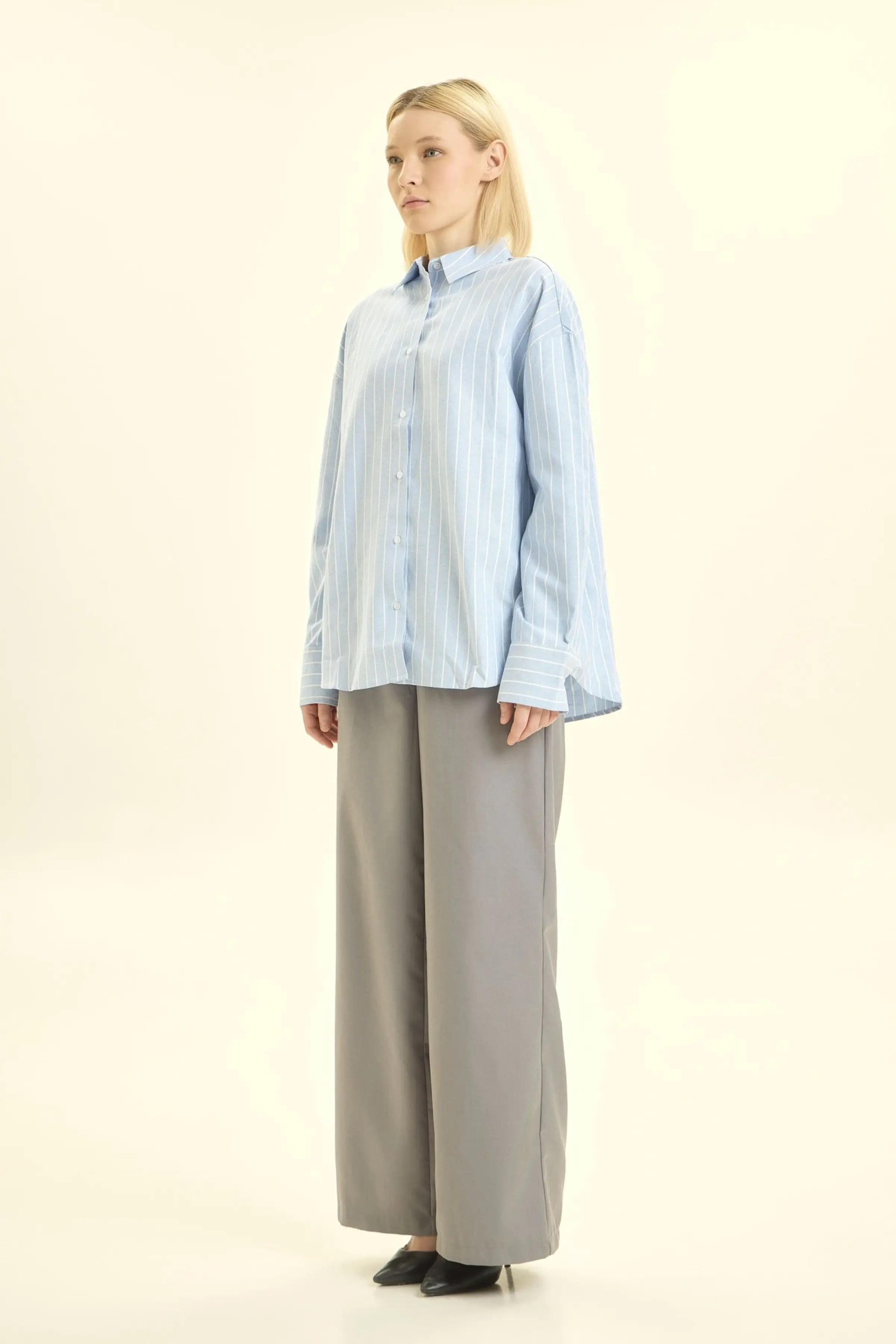 Рубашка бело-голубая полоска для женщин 46303-47 66