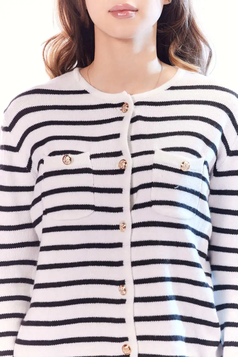 Кардиган бело-черная полоска для женщин 44261-46 50