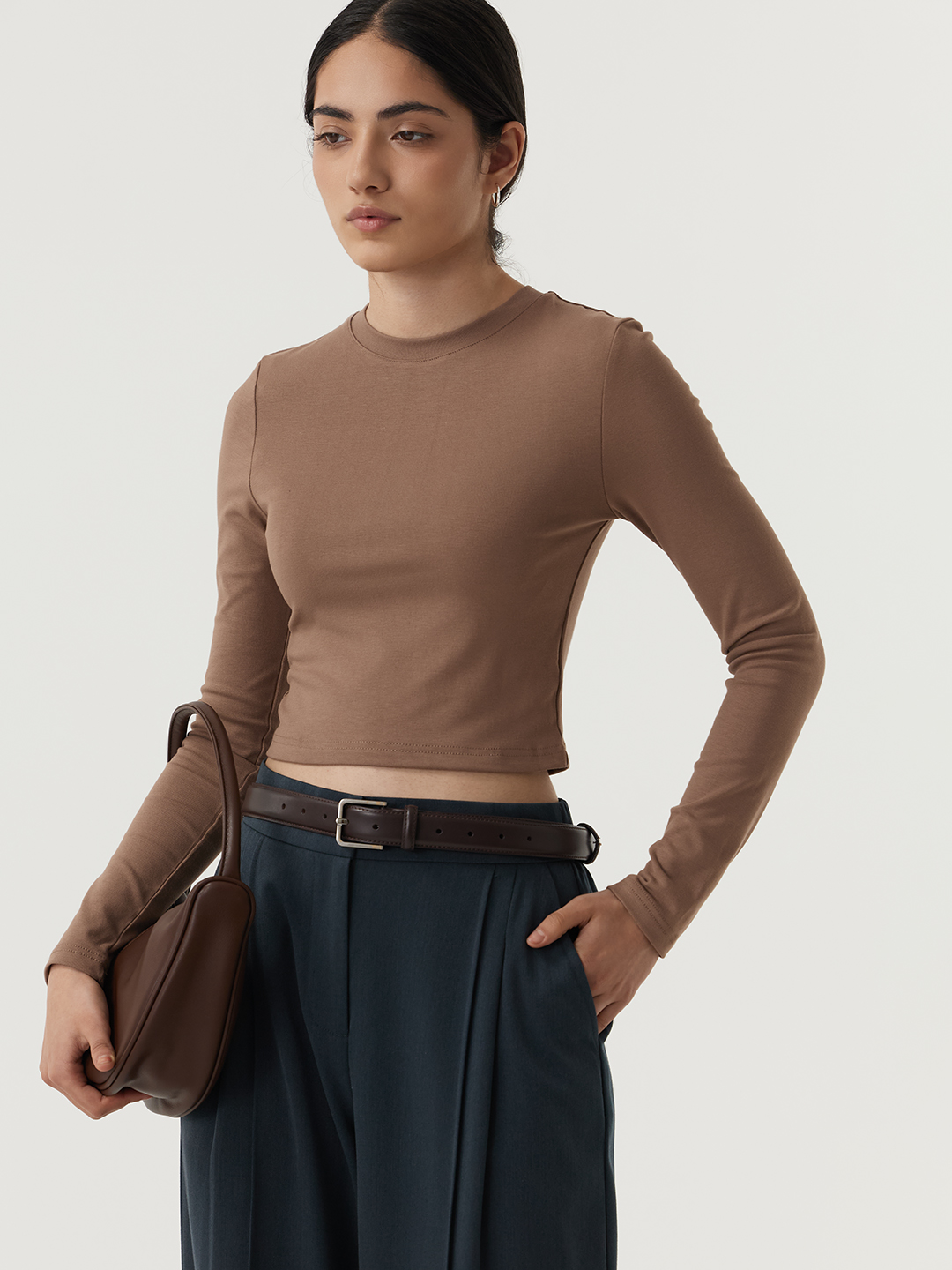 Лонгслив коричневый для женщин 48267-13 59