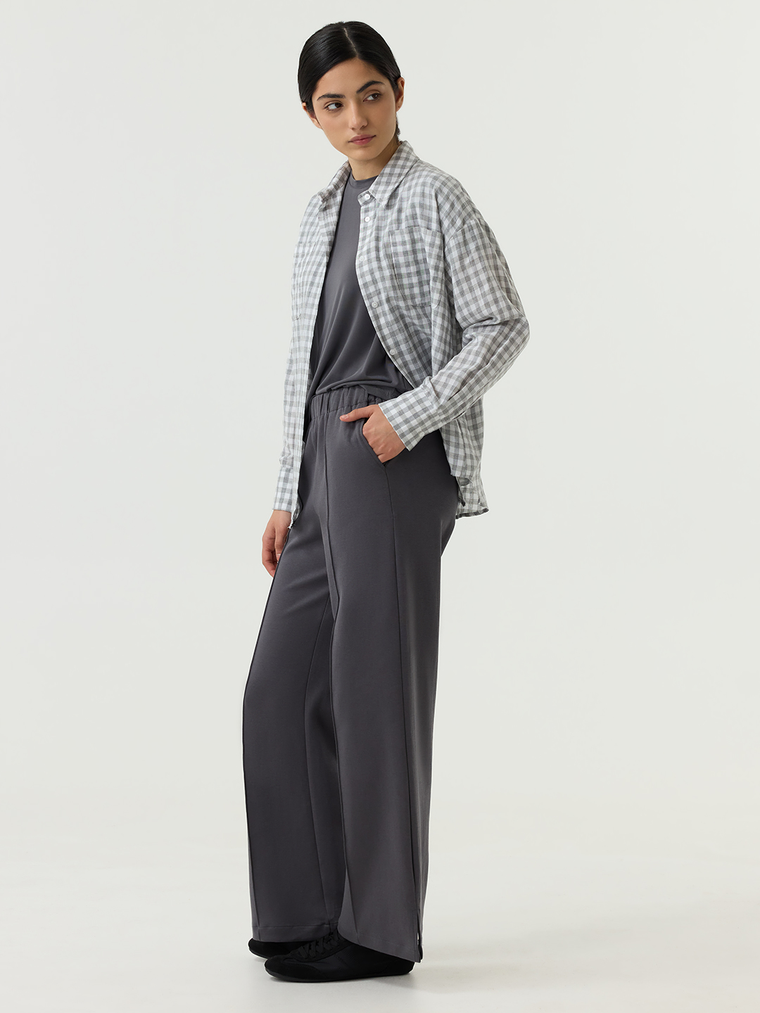 Рубашка серая клетка для женщин 48292-70 66