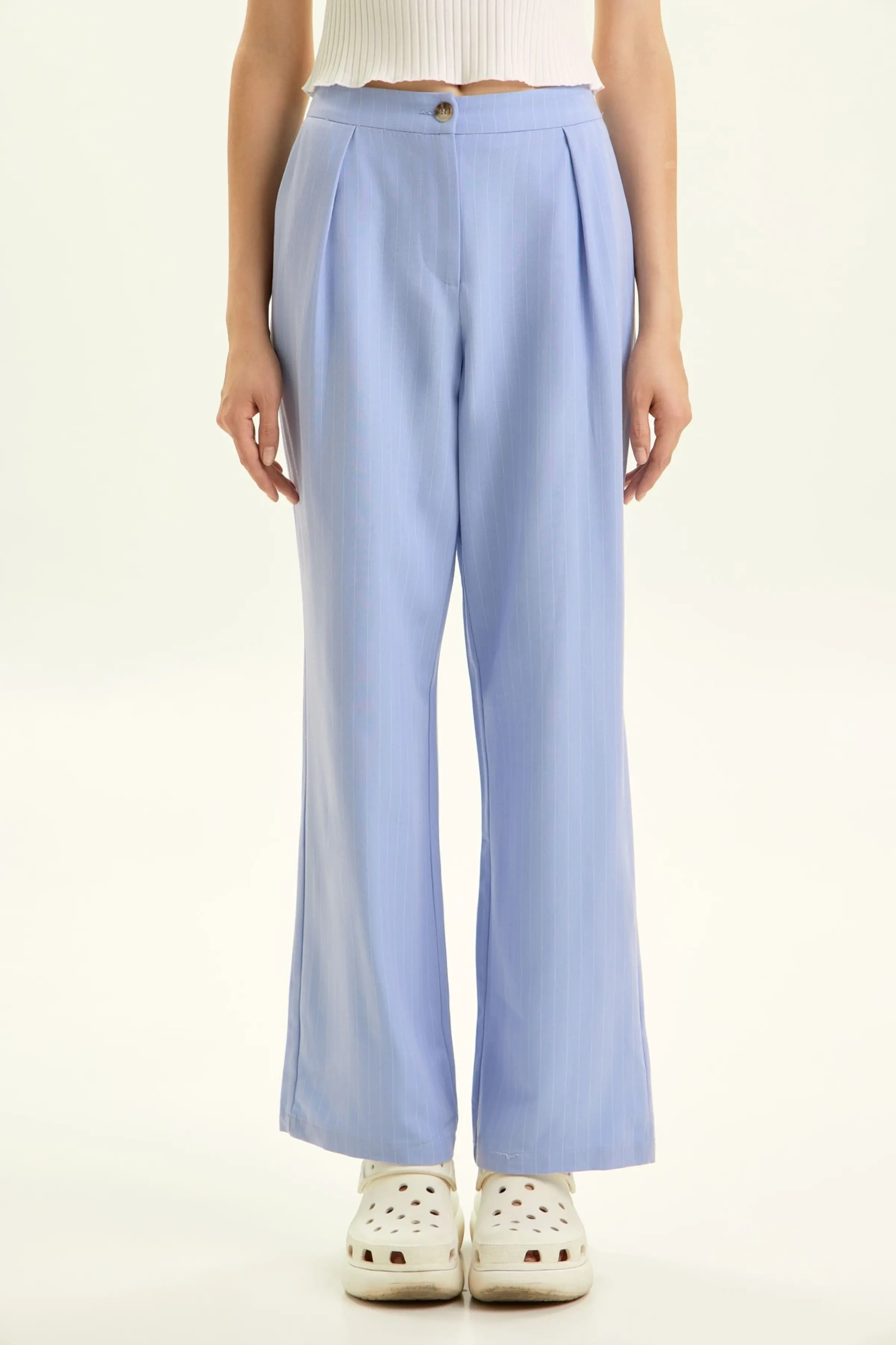 Брюки бело-голубая полоска для женщин 45104-47 71