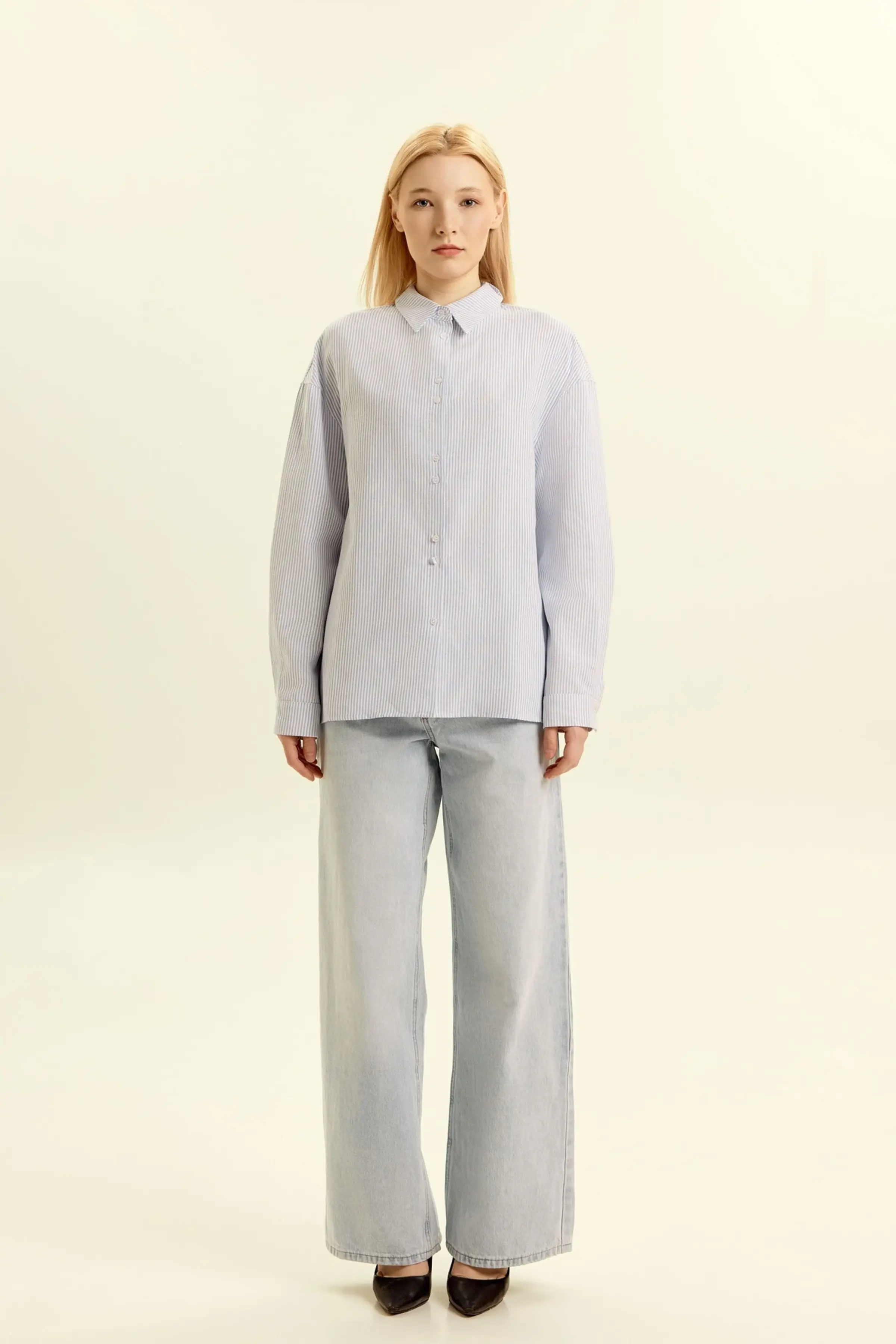 Рубашка бело-голубая полоска для женщин 46274-47 66