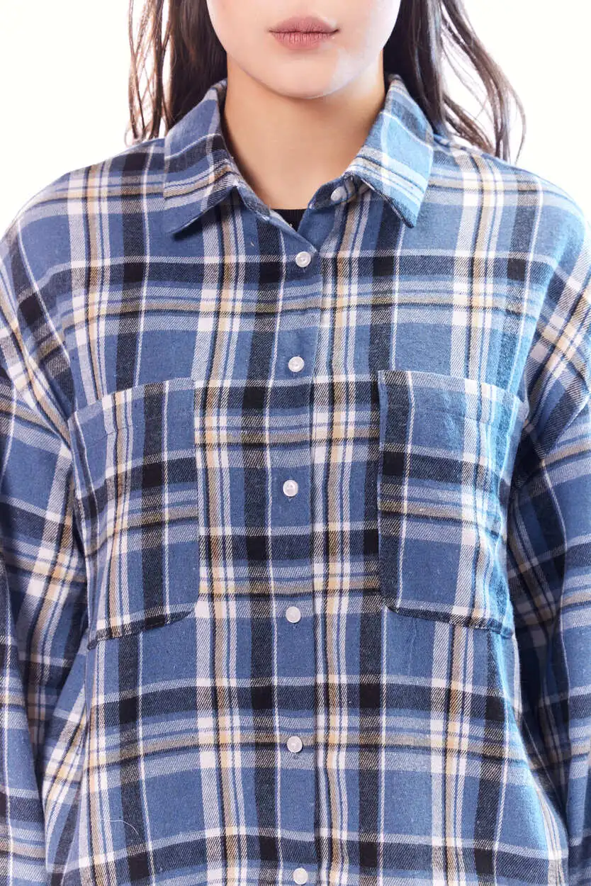Рубашка синяя клетка для женщин 44247-209 66