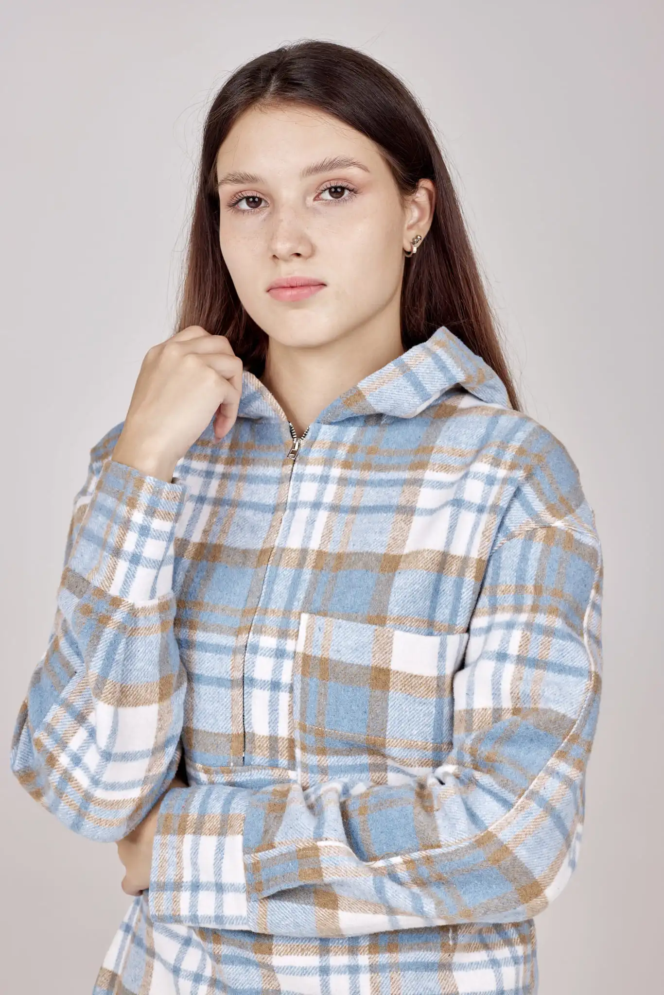 Худи синяя клетка для женщин 152/200/32113-209 62