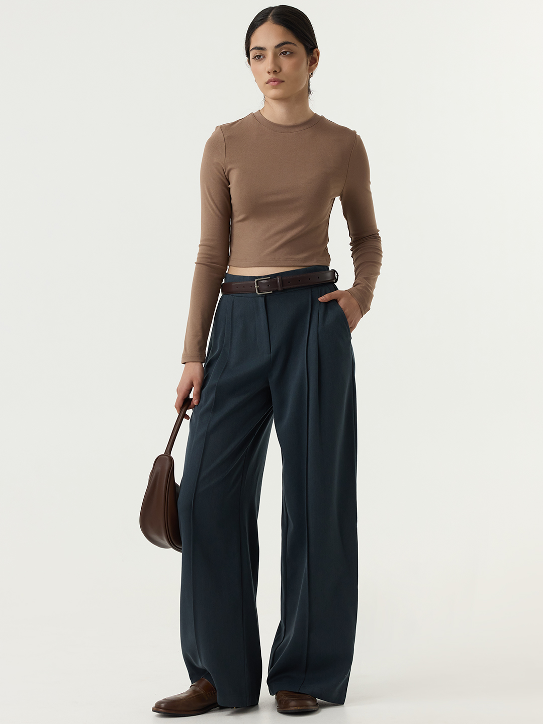 Лонгслив коричневый для женщин 48267-13 59