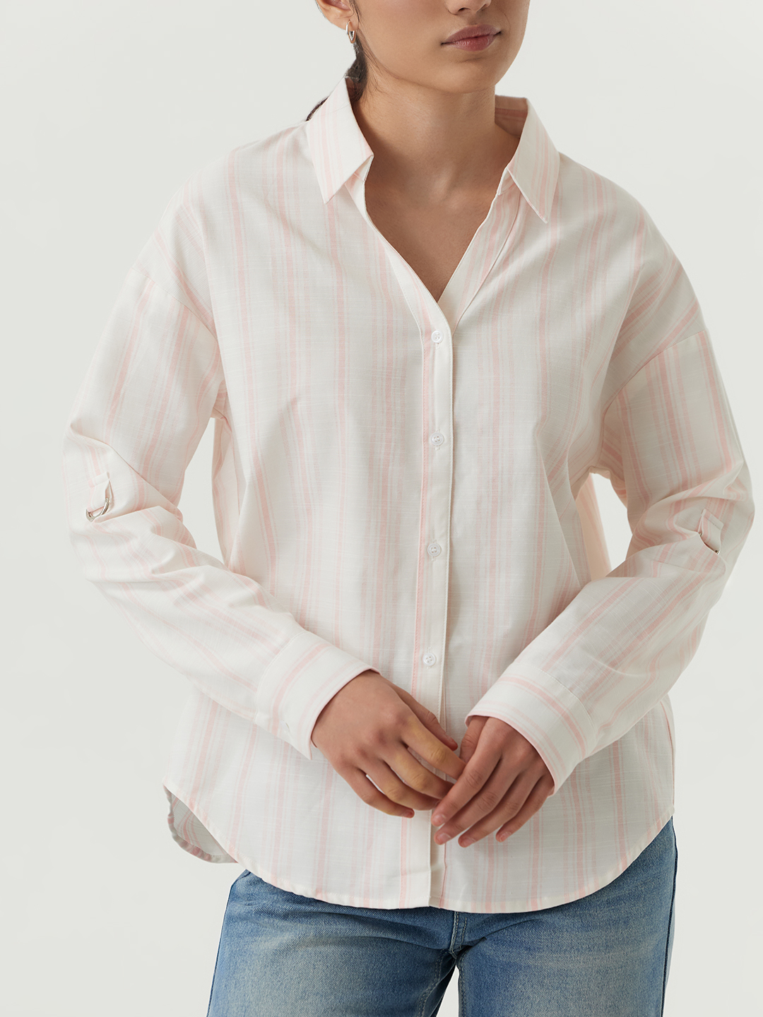 Рубашка бело-розовая полоска для женщин 48211-51 66