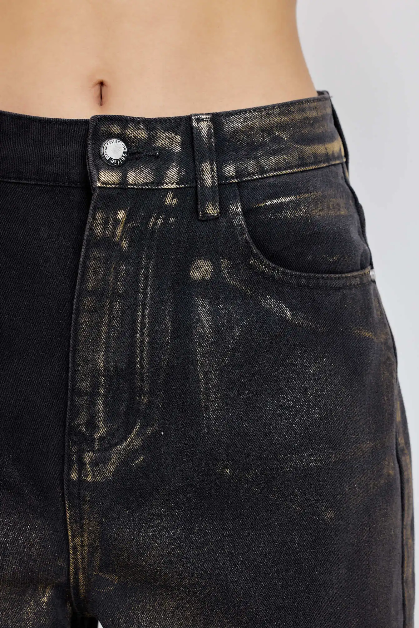 Джинсы черный с золотом для женщин 42135-274 74