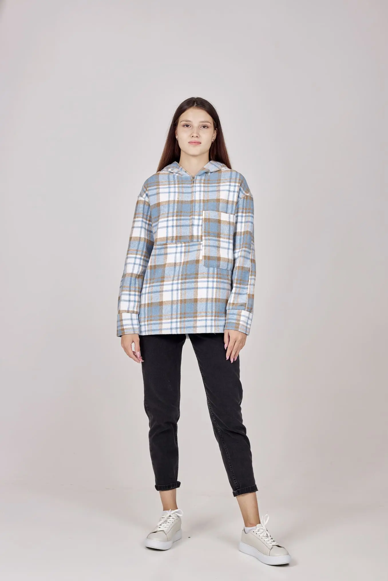 Худи синяя клетка для женщин 152/200/32113-209 62