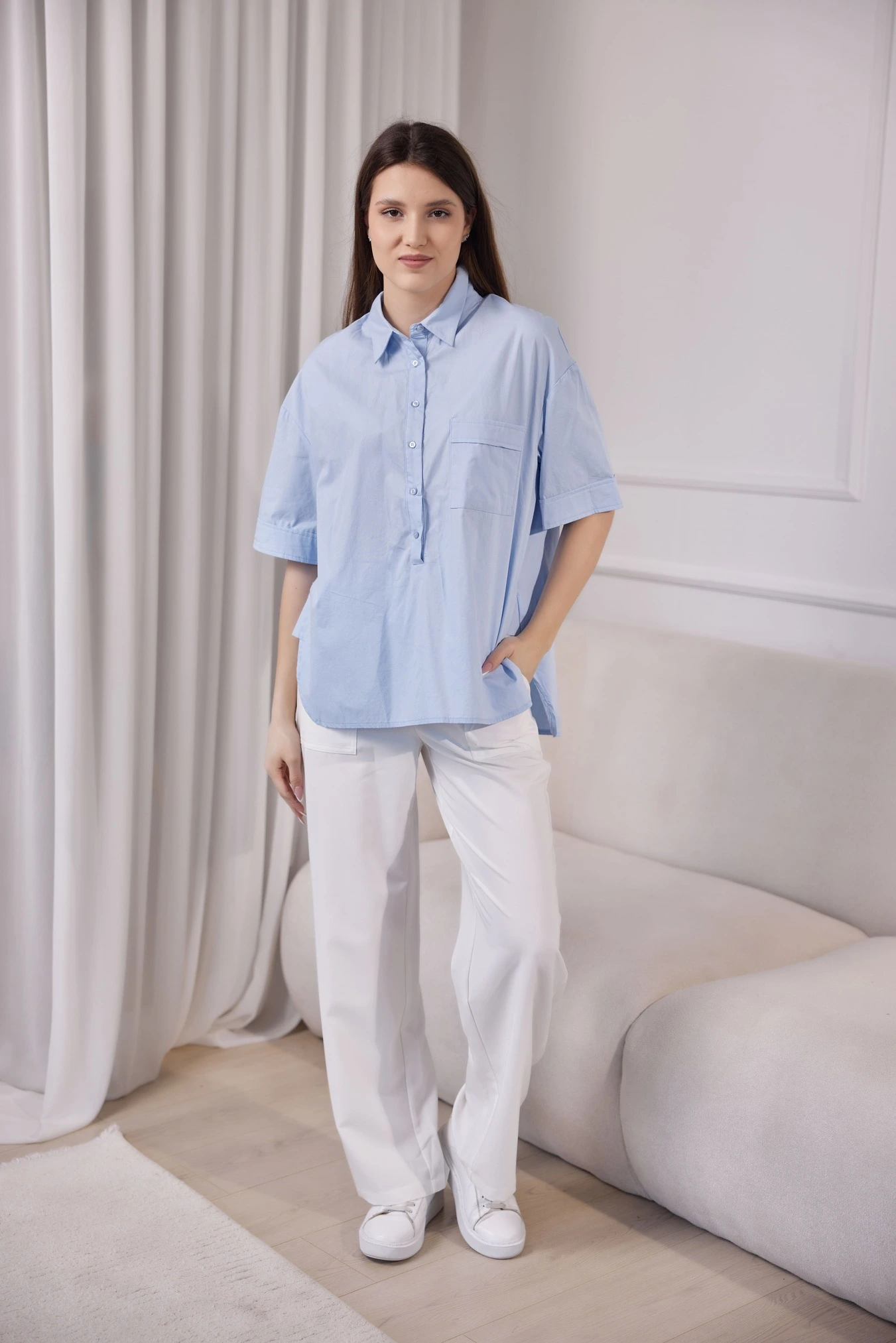 Рубашка голубой для женщин 41257-10 66