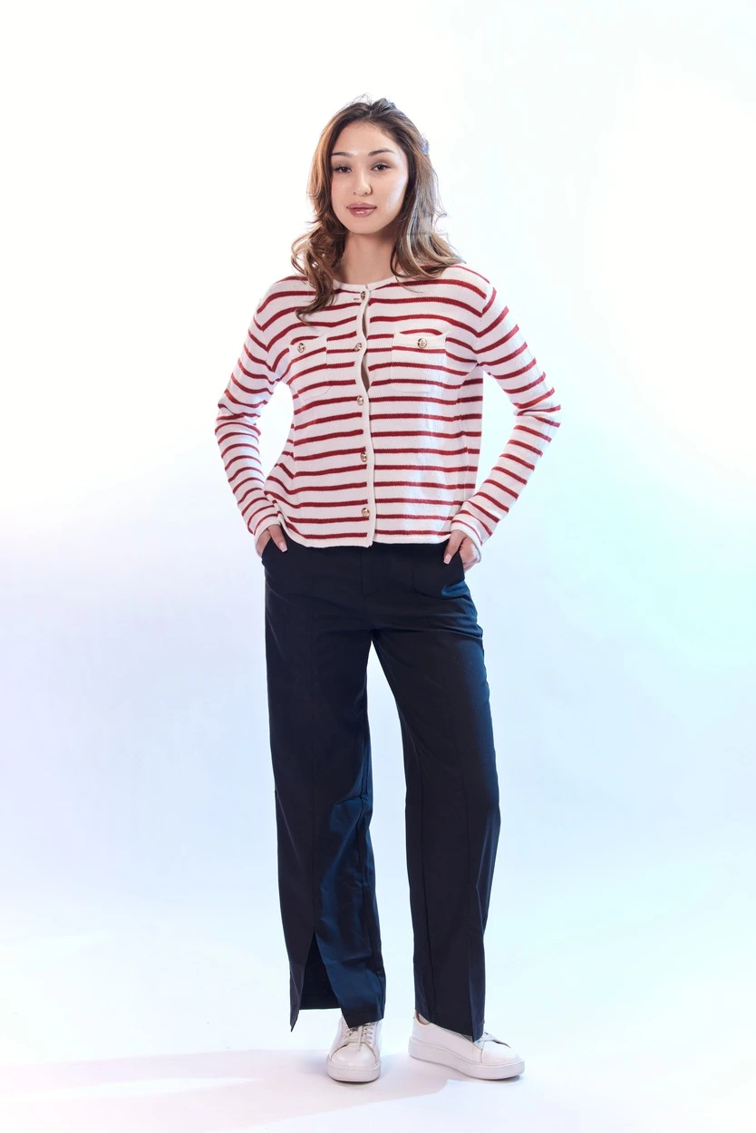 Кардиган бело-красная полоска для женщин 44261-50 50