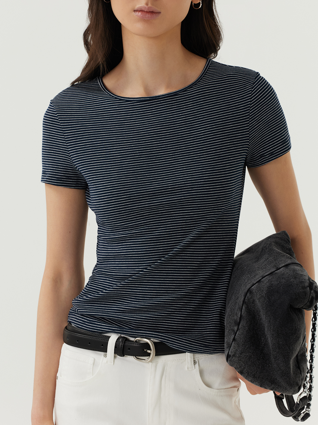 Футболка бело-синяя полоска для женщин 48278-48 67
