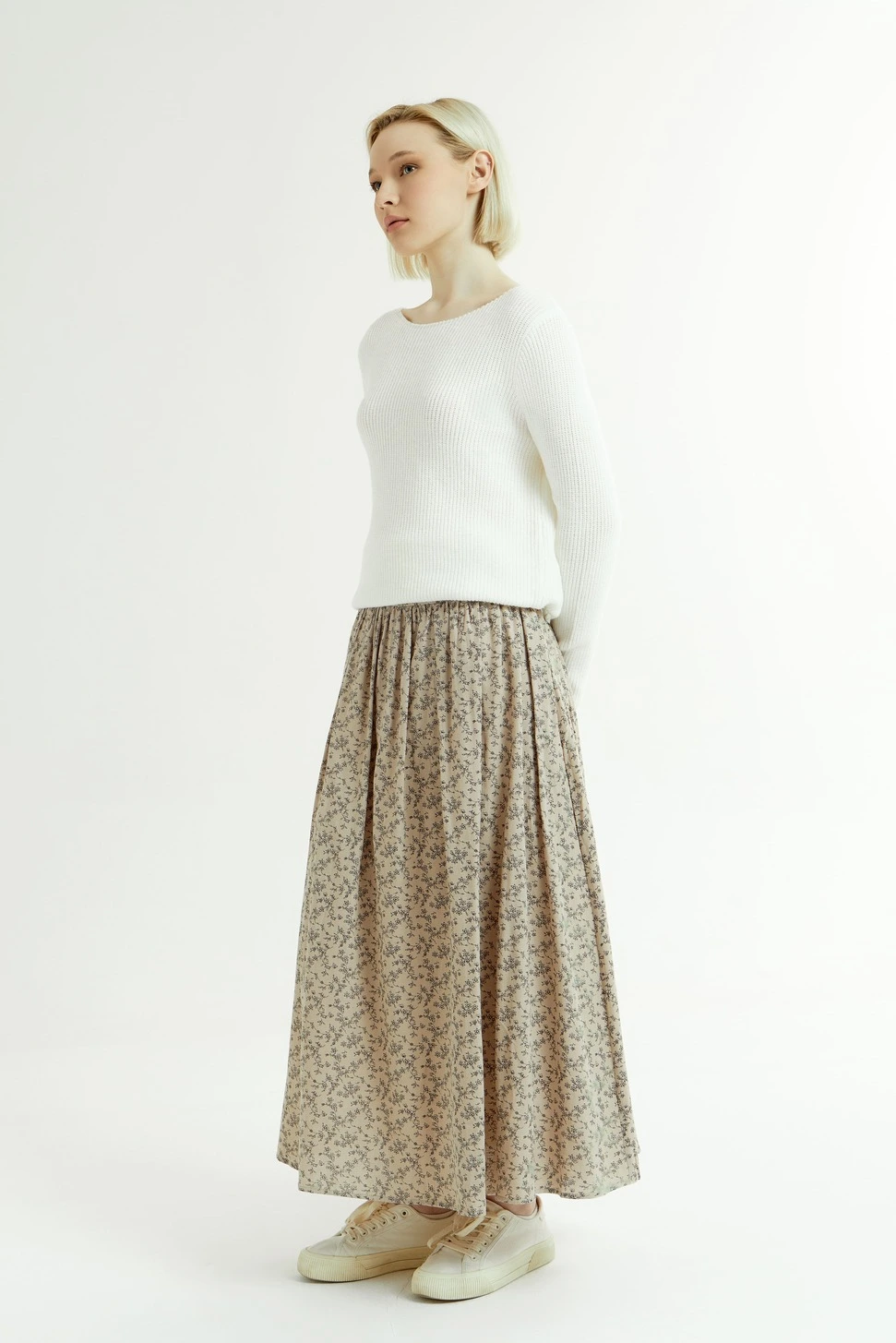 Юбка бежевый в цветочек для женщин 44214-130 52