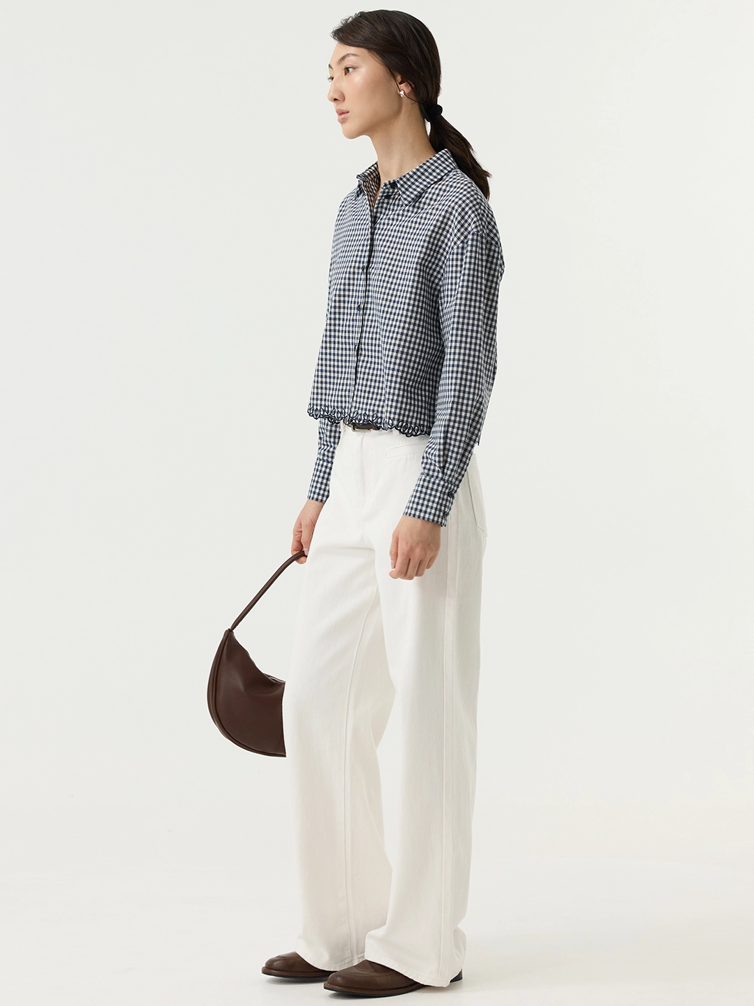 Рубашка бело-синяя клетка для женщин 48256-103 66