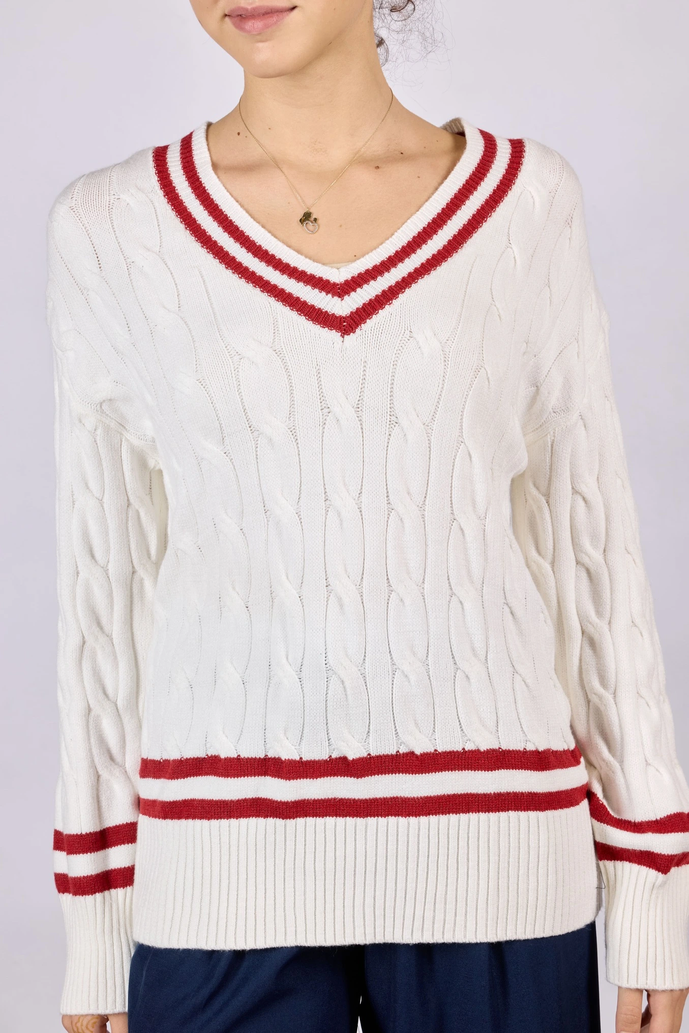 Джемпер бело-красная полоска для женщин 44105-50 60