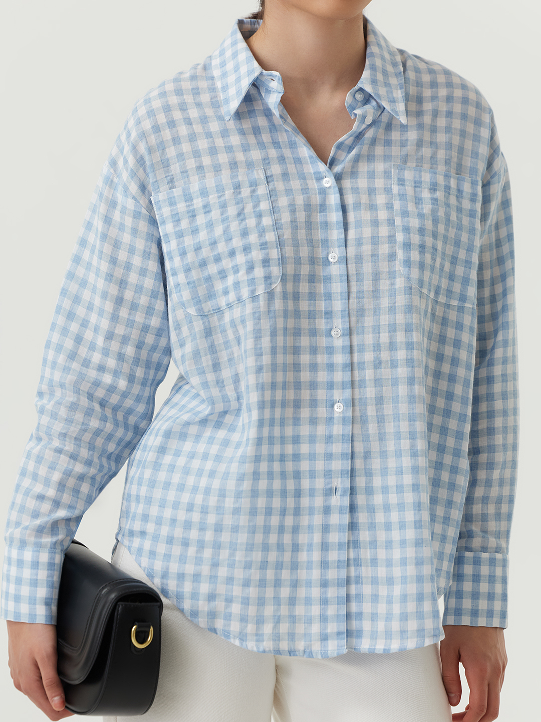 Рубашка бело-голубая клетка для женщин 48292-104 66