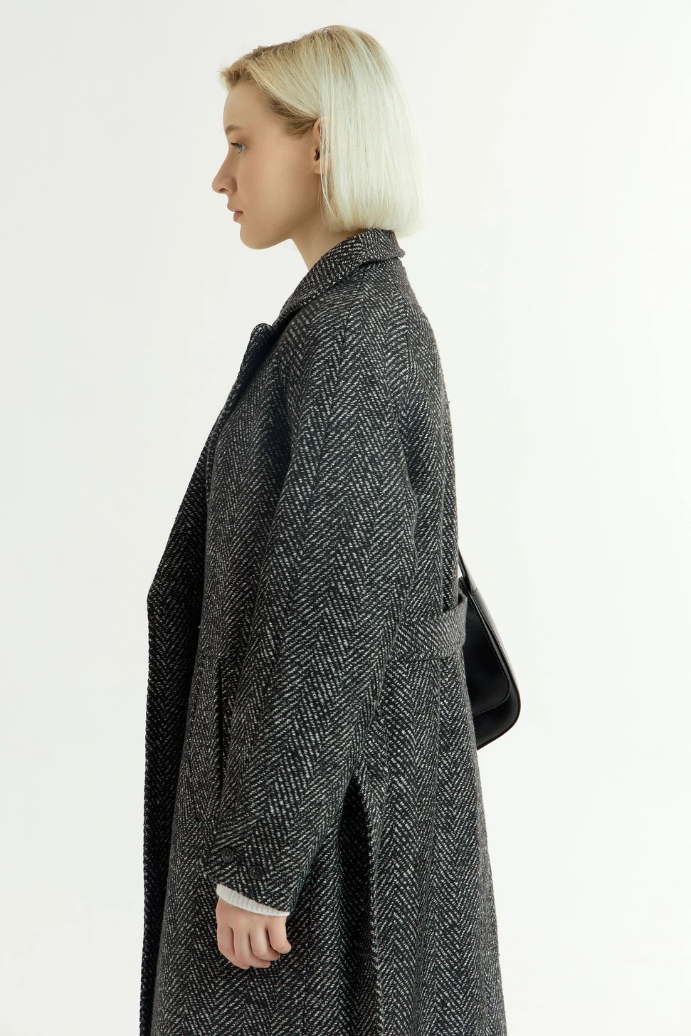 Пальто черно-белая полоска для женщин 43419-75 53