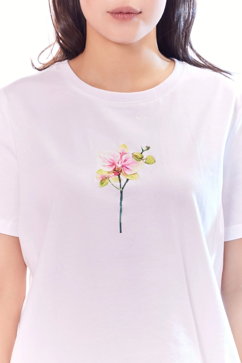 Футболка белый с розовым принтом для женщин 44282-279 67