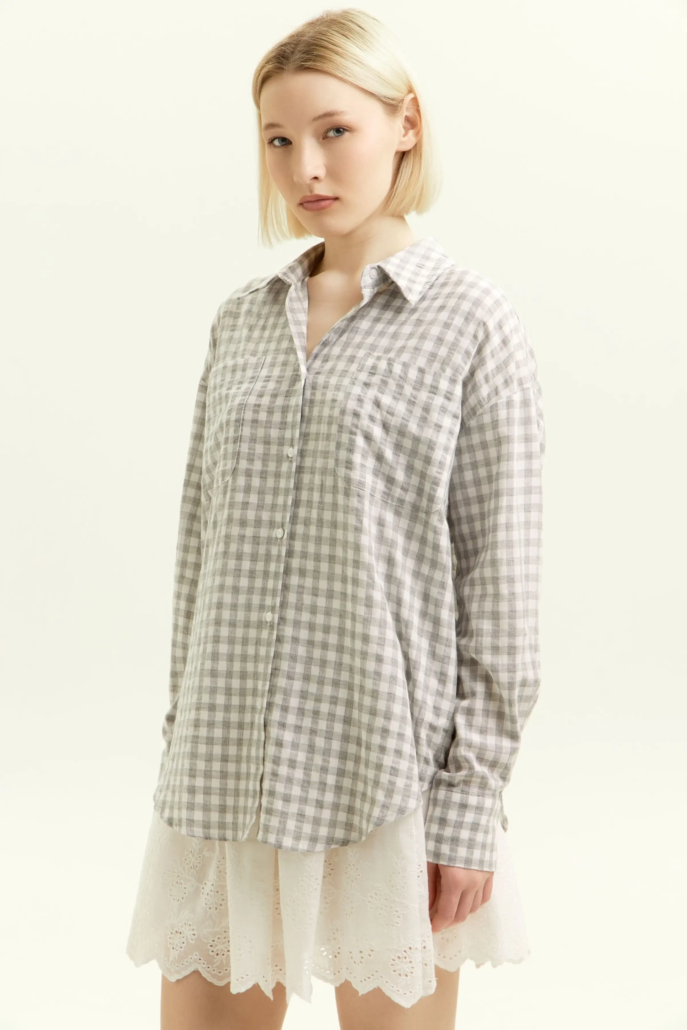 Рубашка серая клетка для женщин 45239-70 66