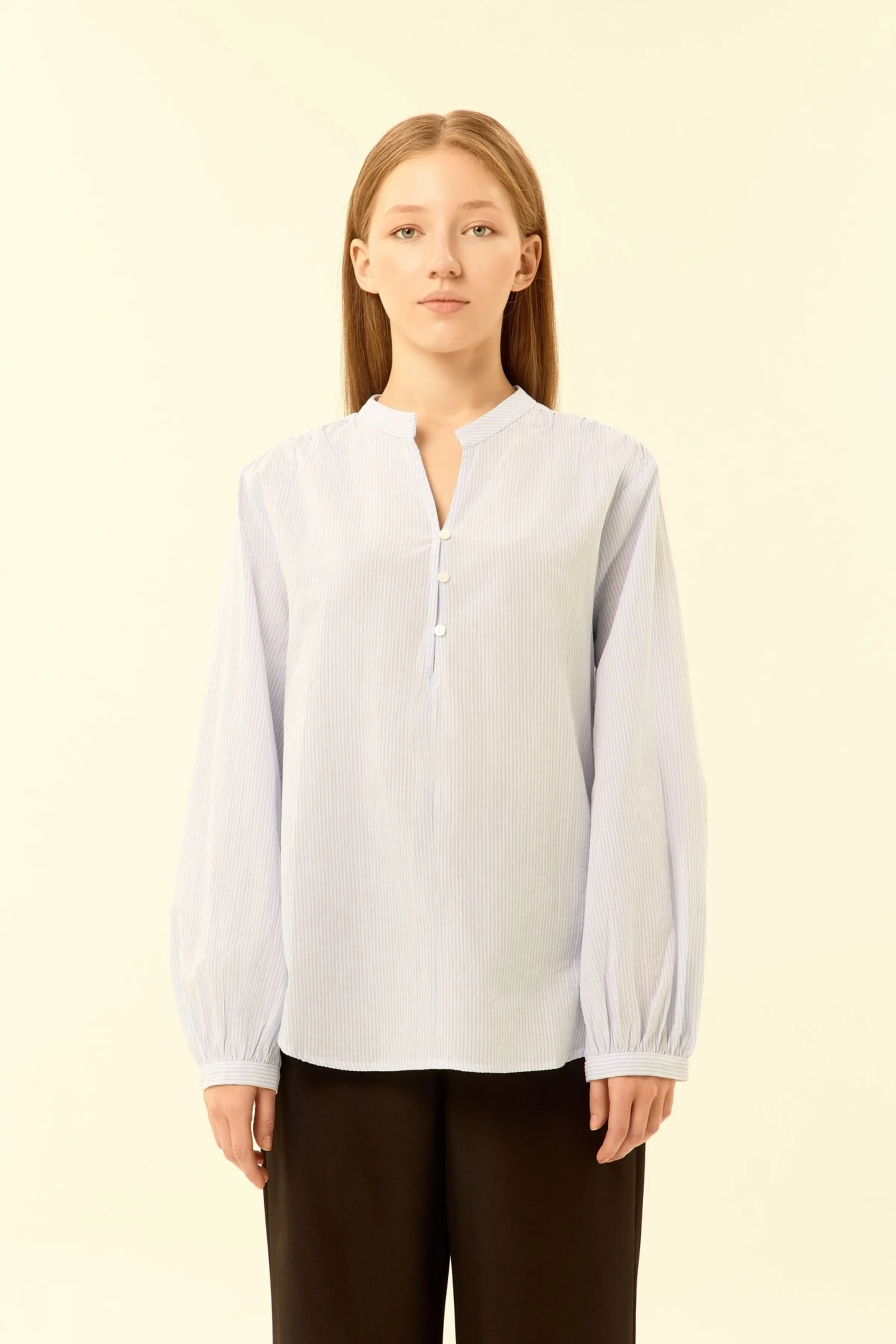 Блузка бело-голубая полоска для женщин 46251-47 28