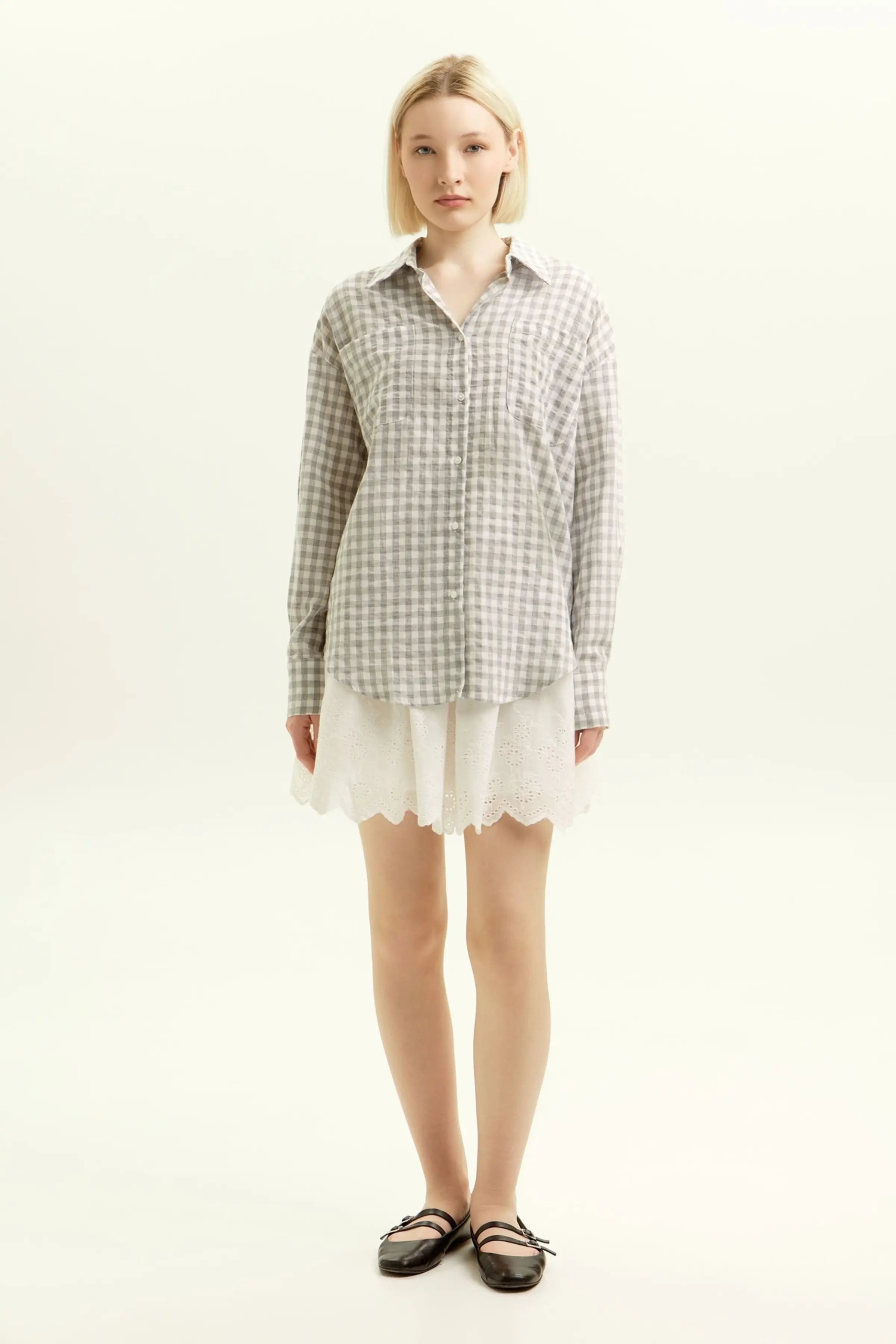 Рубашка серая клетка для женщин 45239-70 66