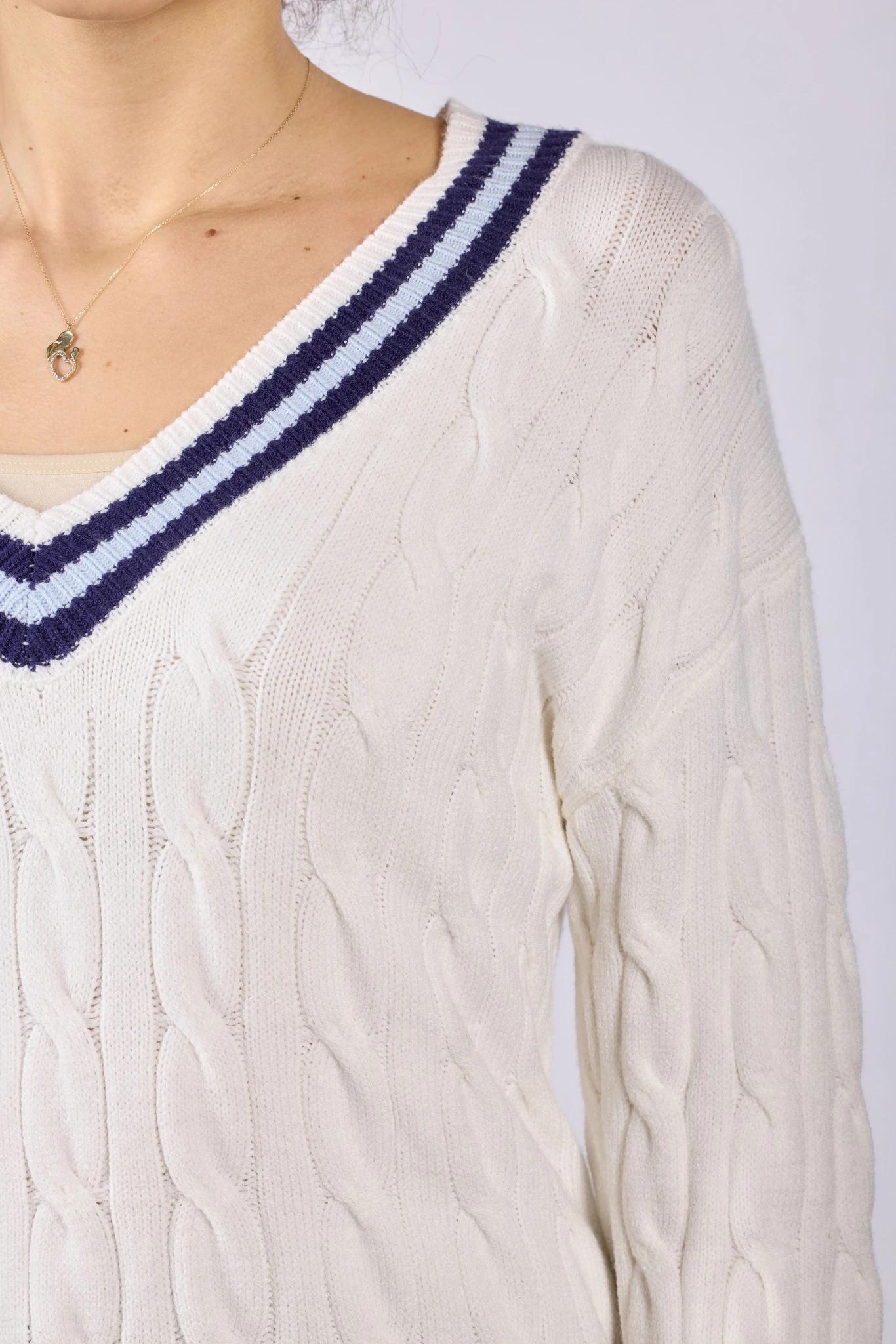 Джемпер бело-синяя полоска для женщин 44105-48 60