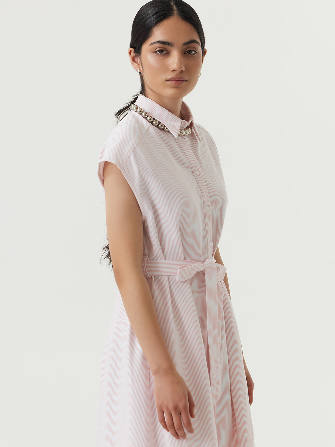 Платье бело-розовая полоска для женщин 48153-51 54