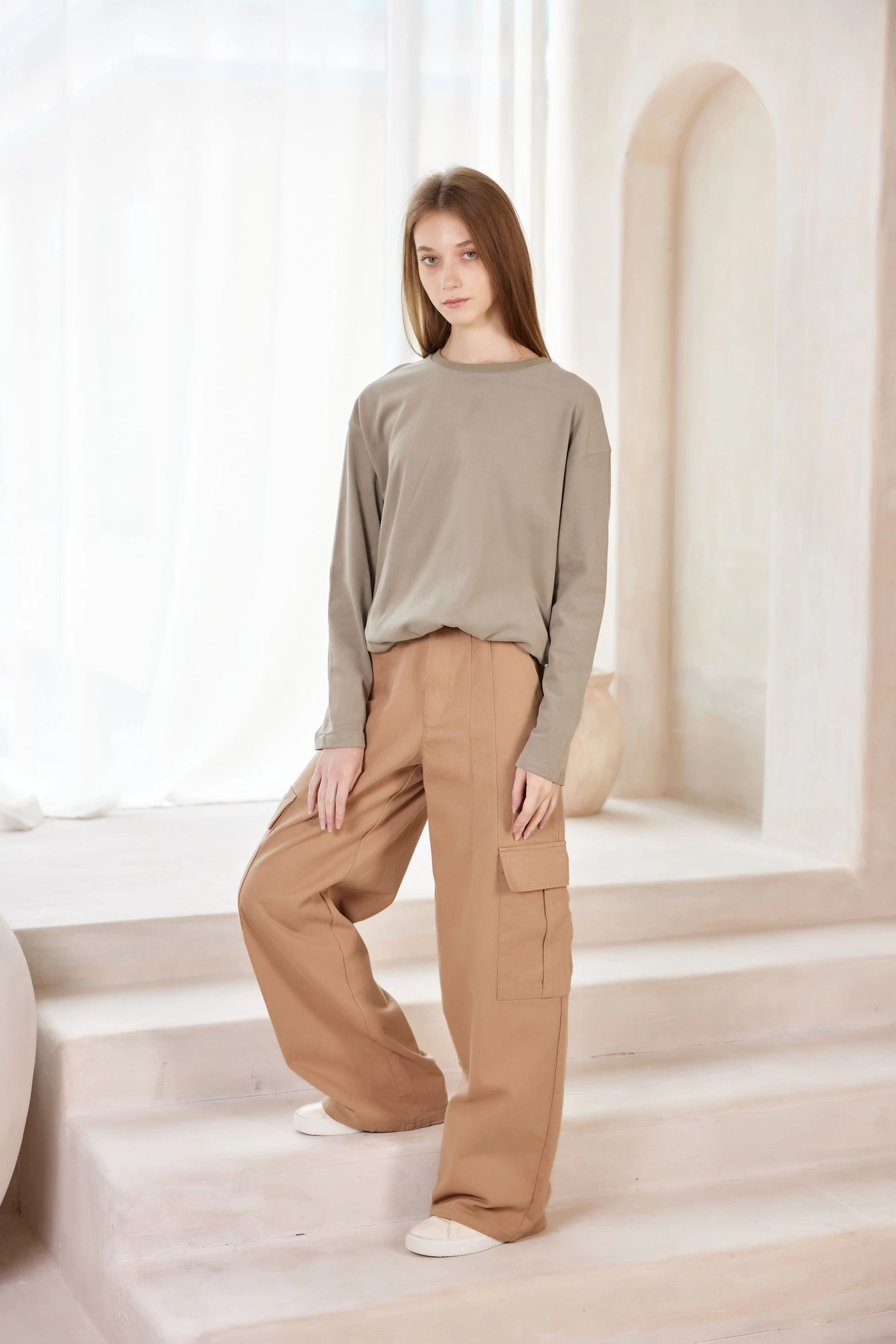 Лонгслив хаки для женщин 42124-14 59