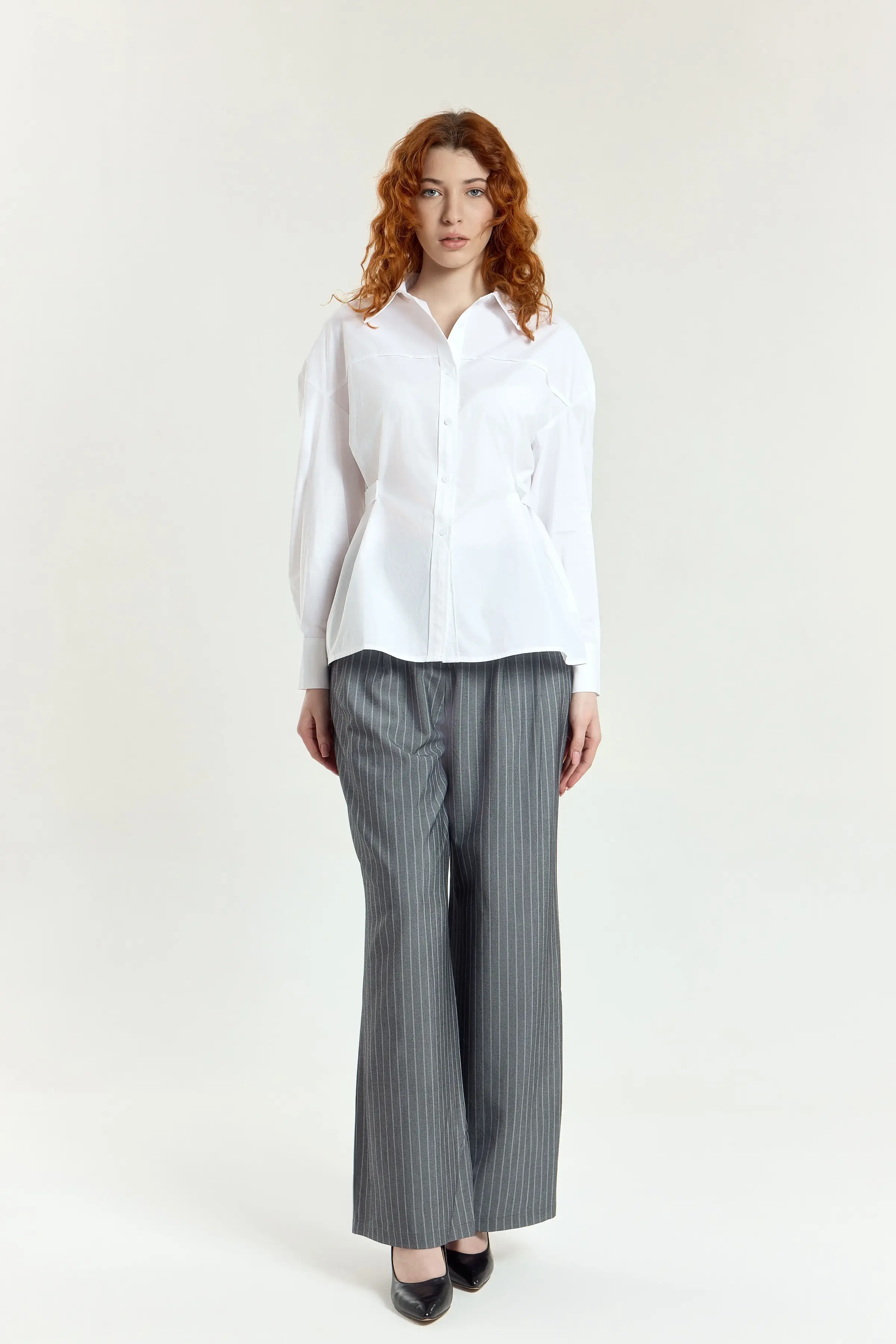 Брюки бело-серая полоска для женщин 45156-49 71