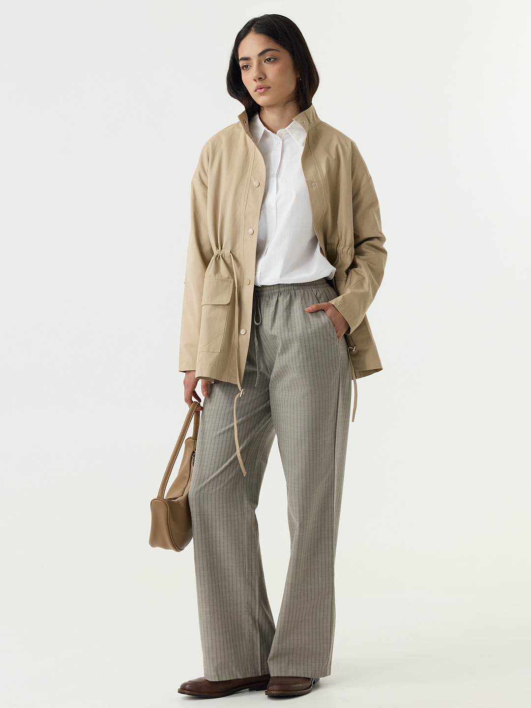 Брюки бело-серая полоска для женщин 48335-49 71