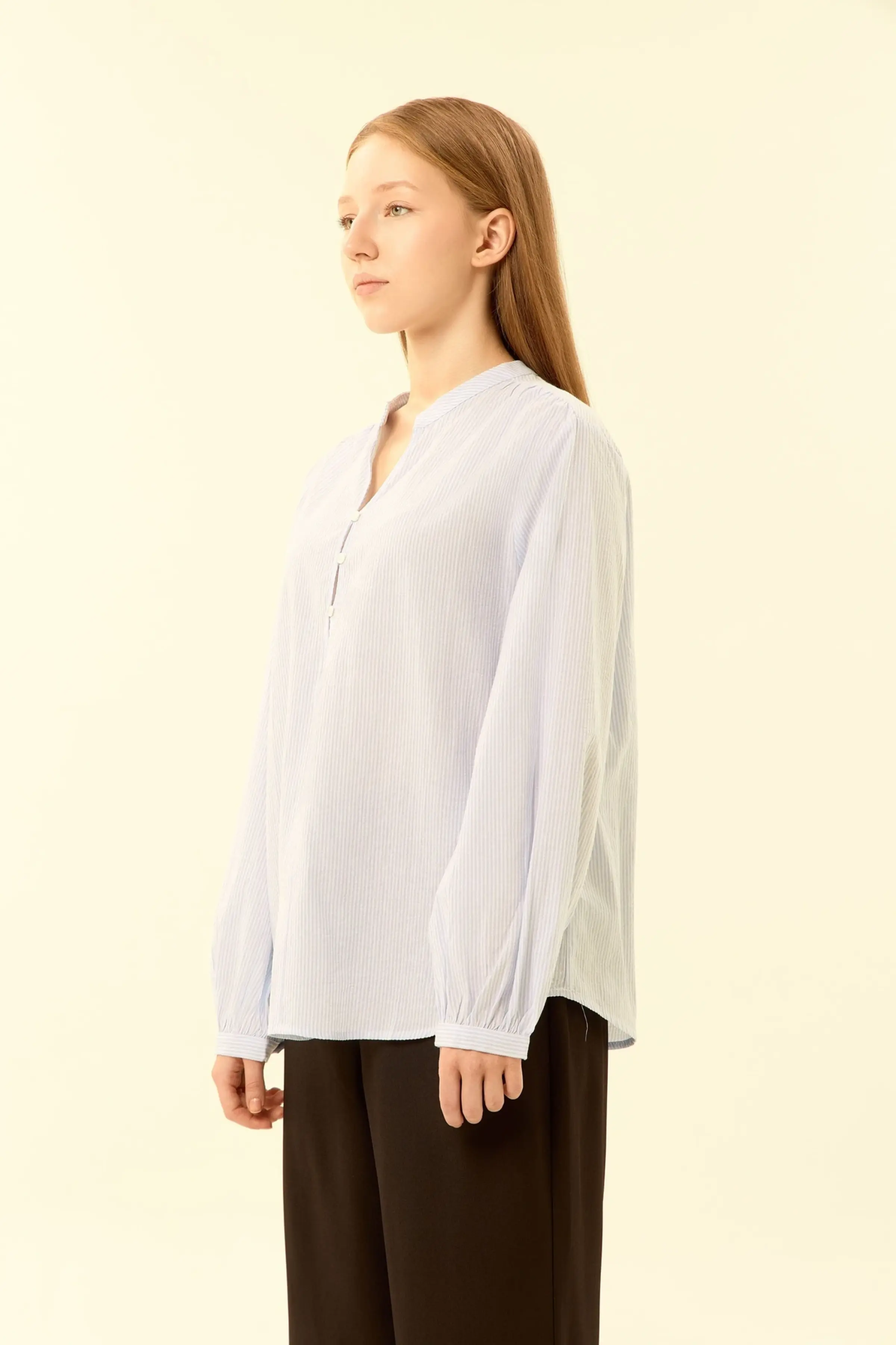 Блузка бело-голубая полоска для женщин 46251-47 28