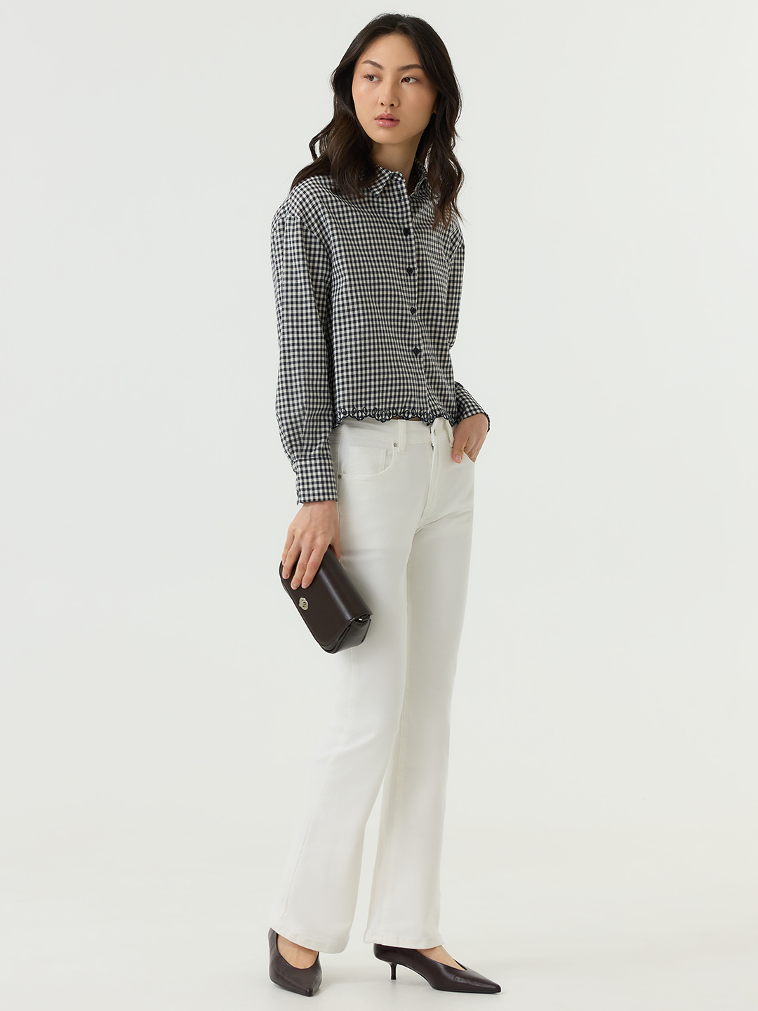 Рубашка бело-черная клетка для женщин 48256-56 66