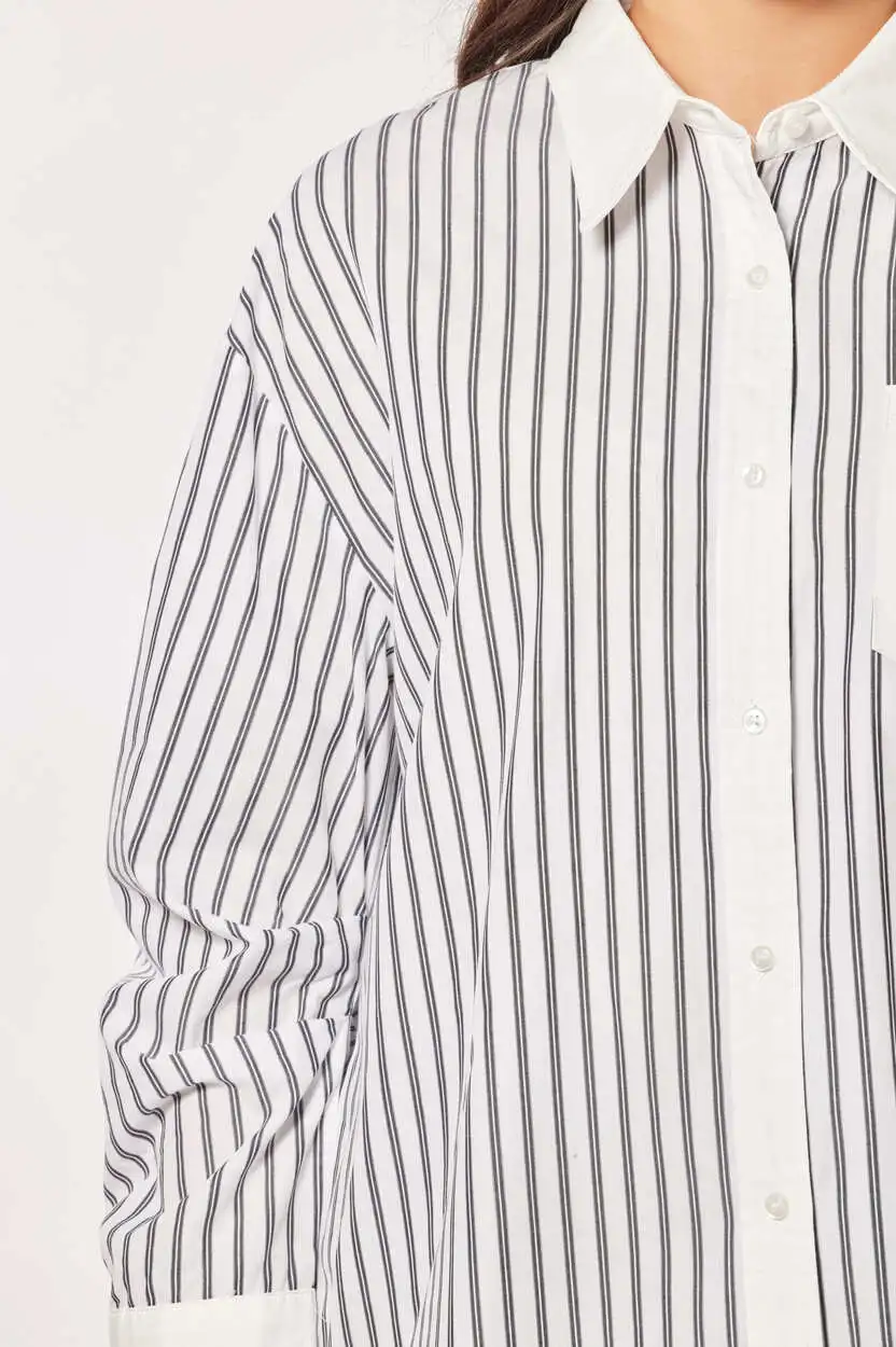 Рубашка бело-черная полоска для женщин 44249-46 66