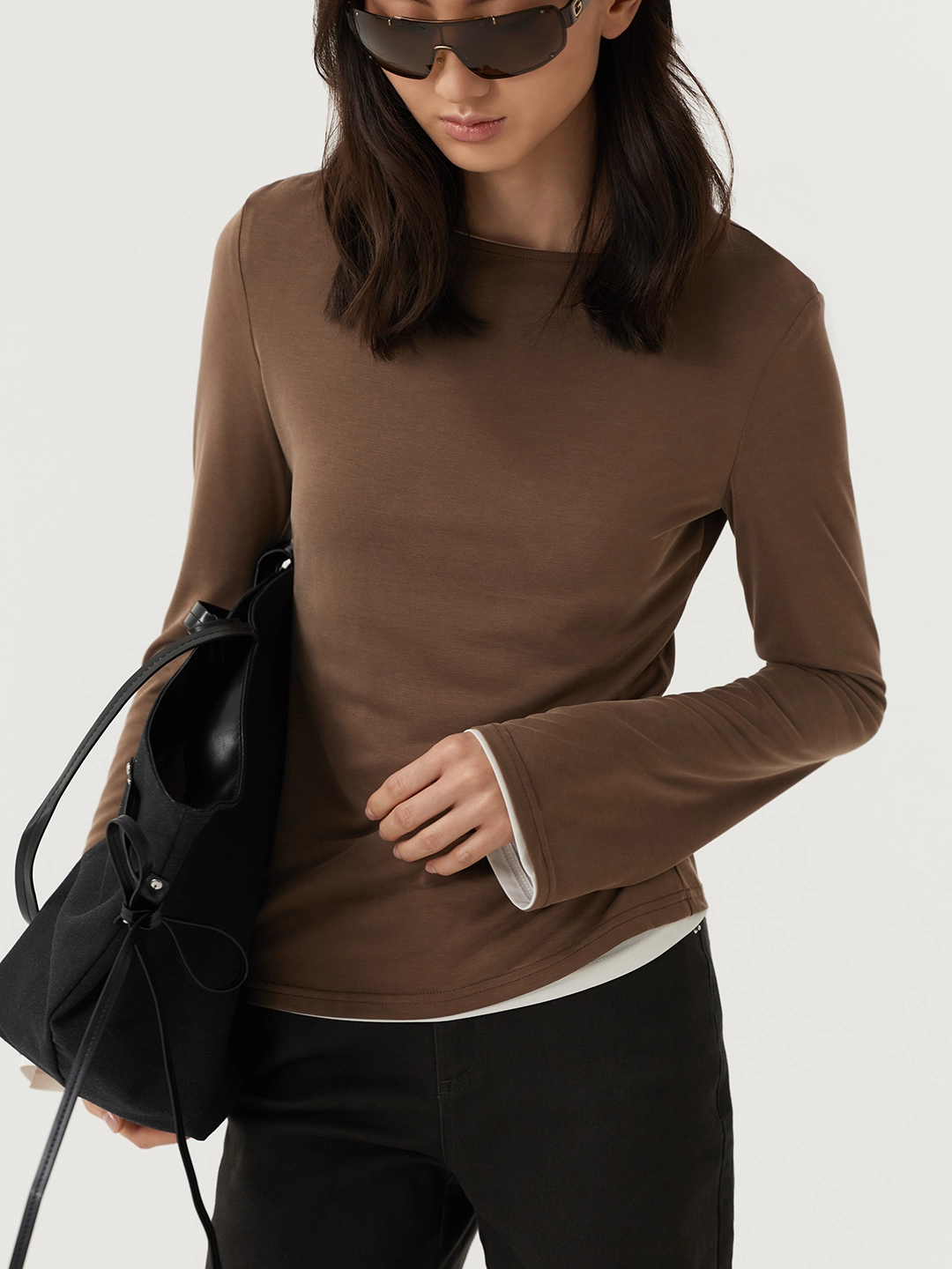 Лонгслив коричневый для женщин 48165-13 59