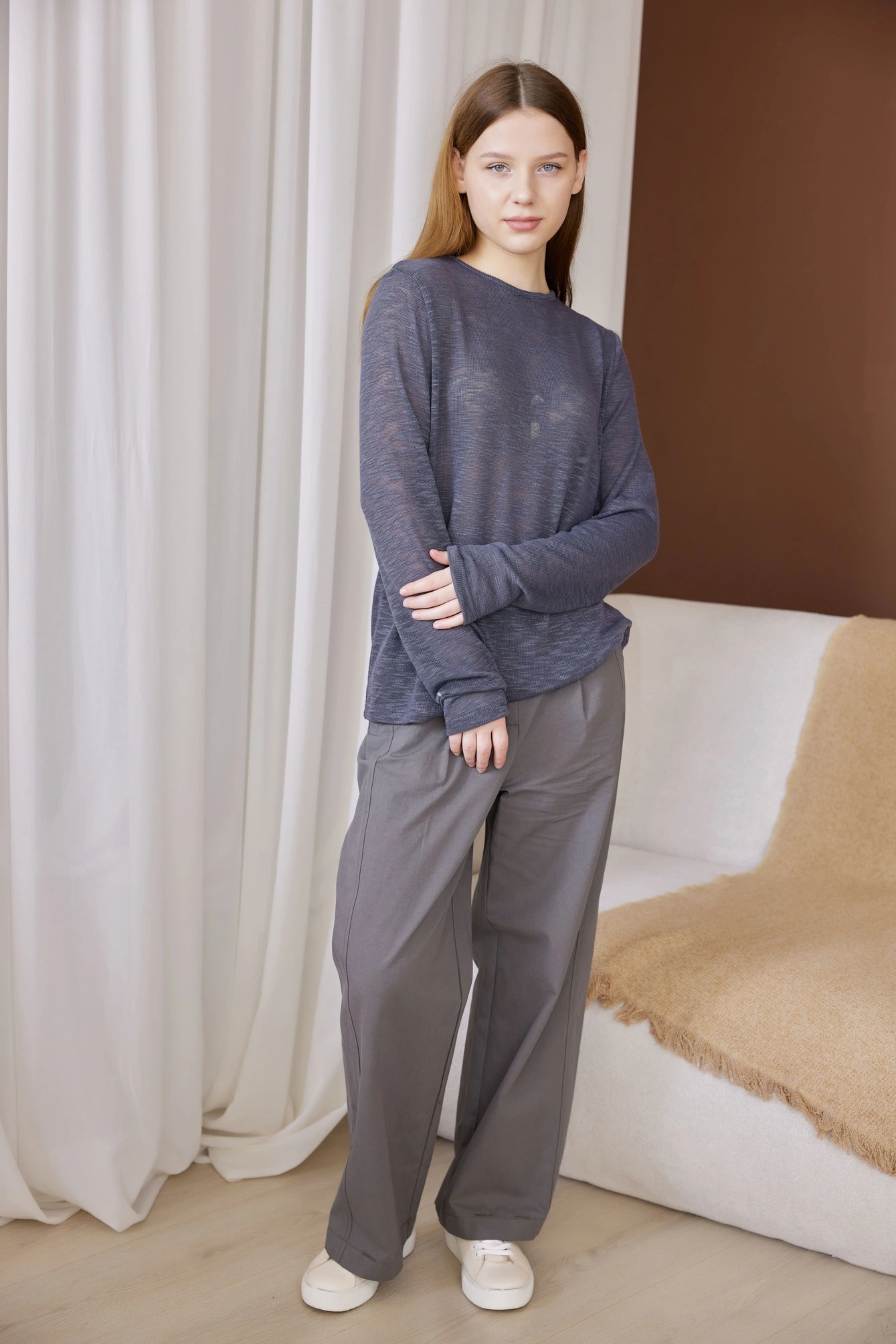 Лонгслив темно-серый для женщин 40281-12 59