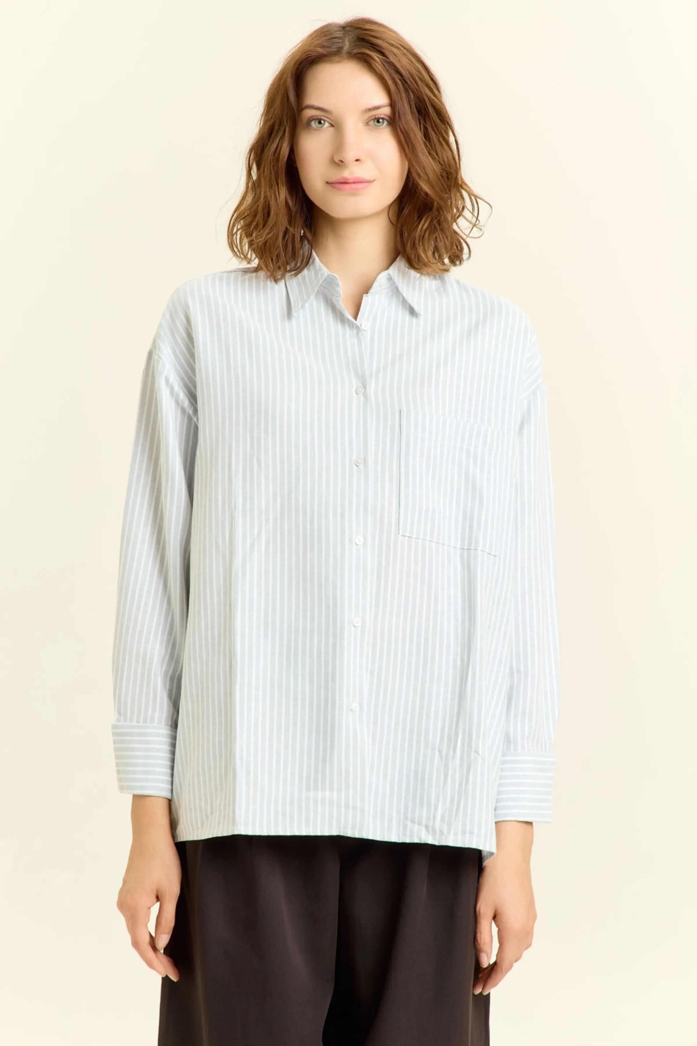 Рубашка бело-голубая полоска для женщин 45243-47 66
