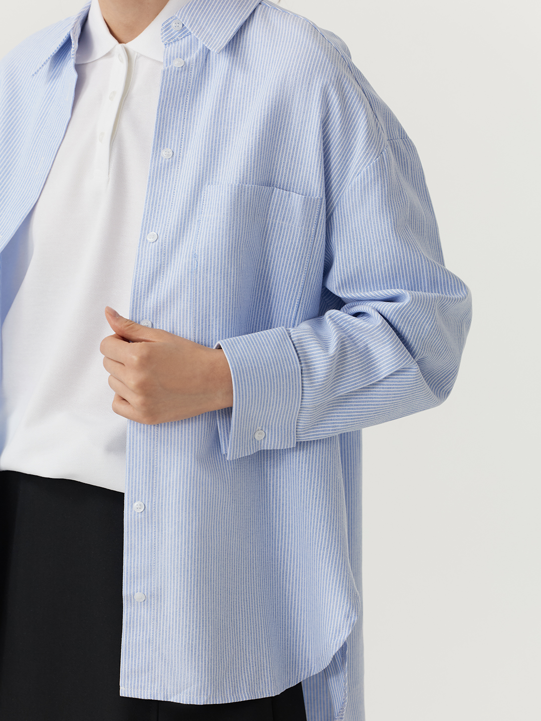 Рубашка бело-голубая полоска для женщин 48344-47 66