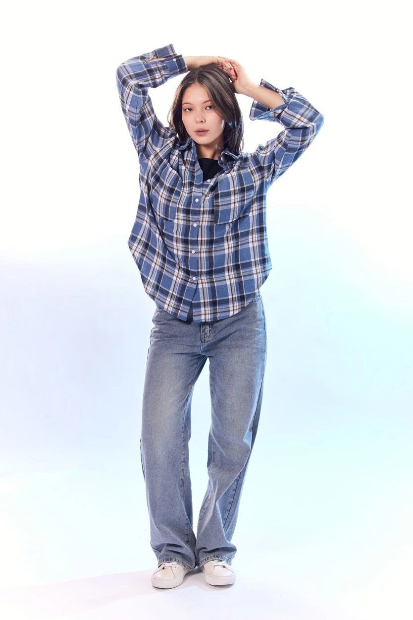 Рубашка синяя клетка для женщин 44247-209 66