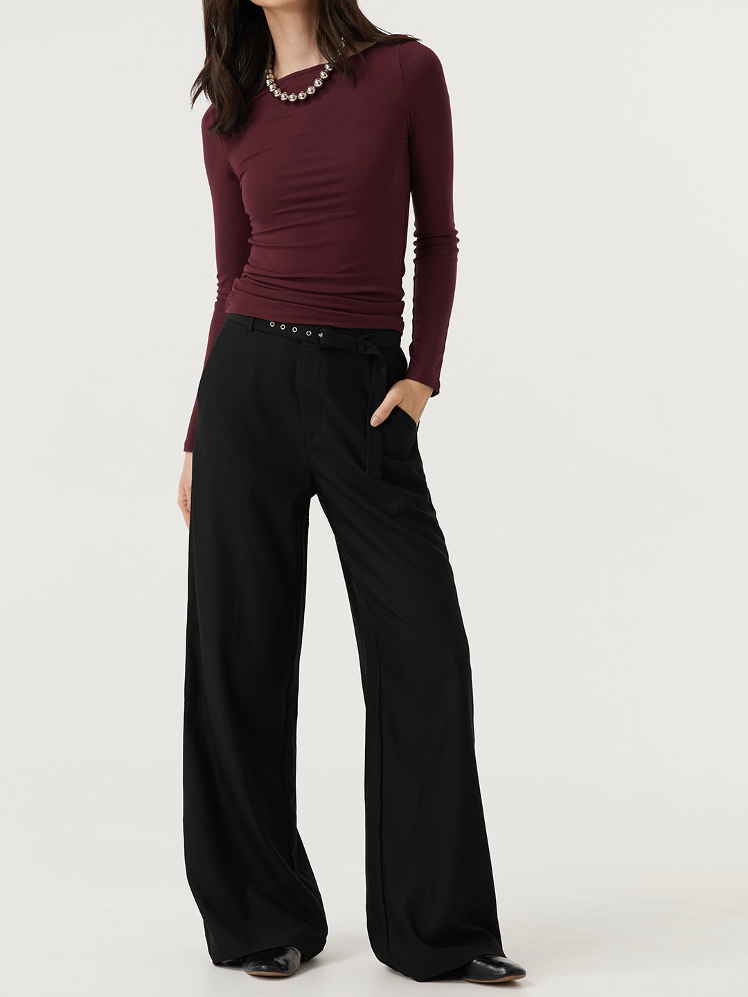 Лонгслив бордовый для женщин 48108-67 59