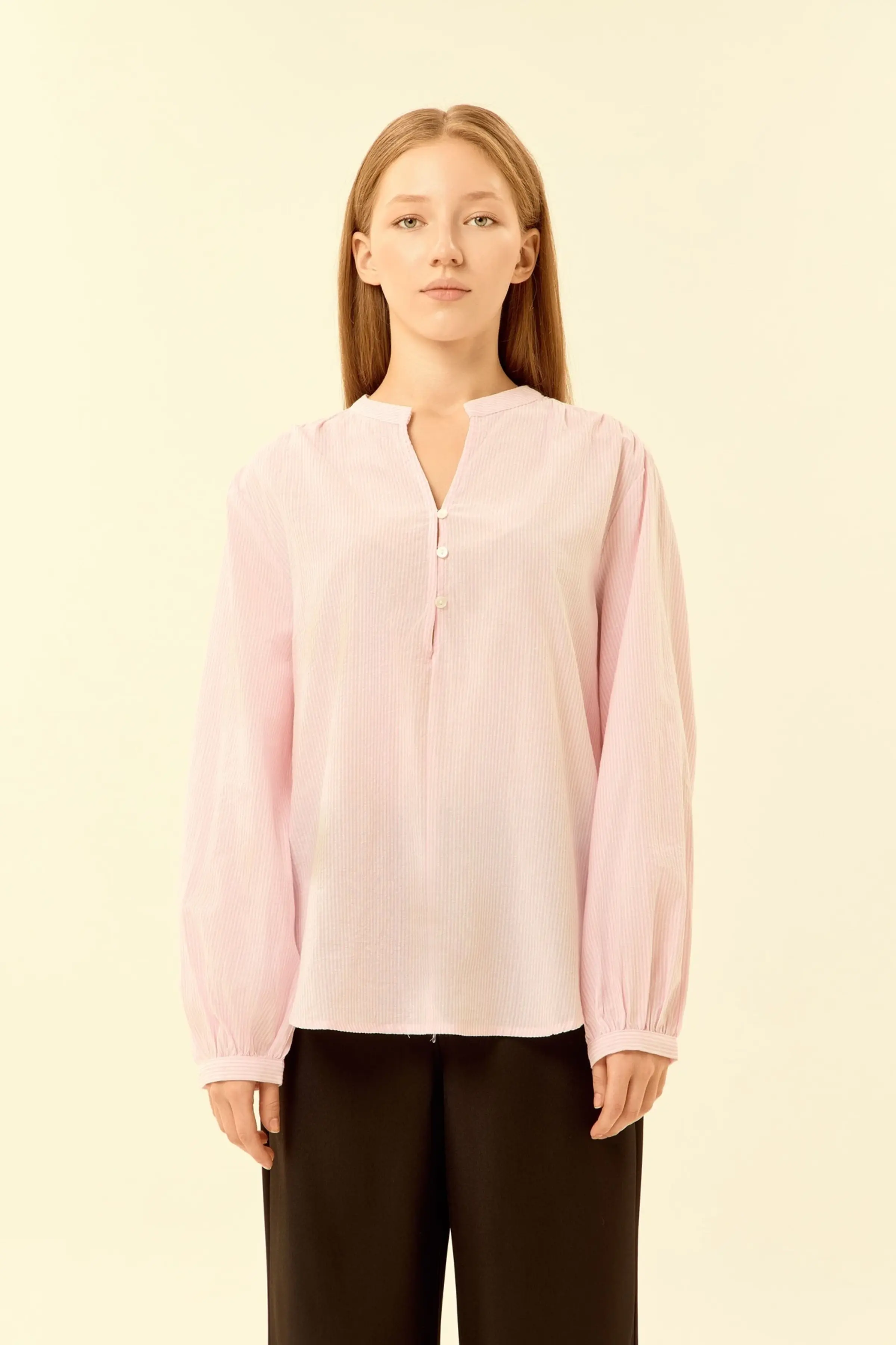 Блузка бело-розовая полоска для женщин 46251-51 28