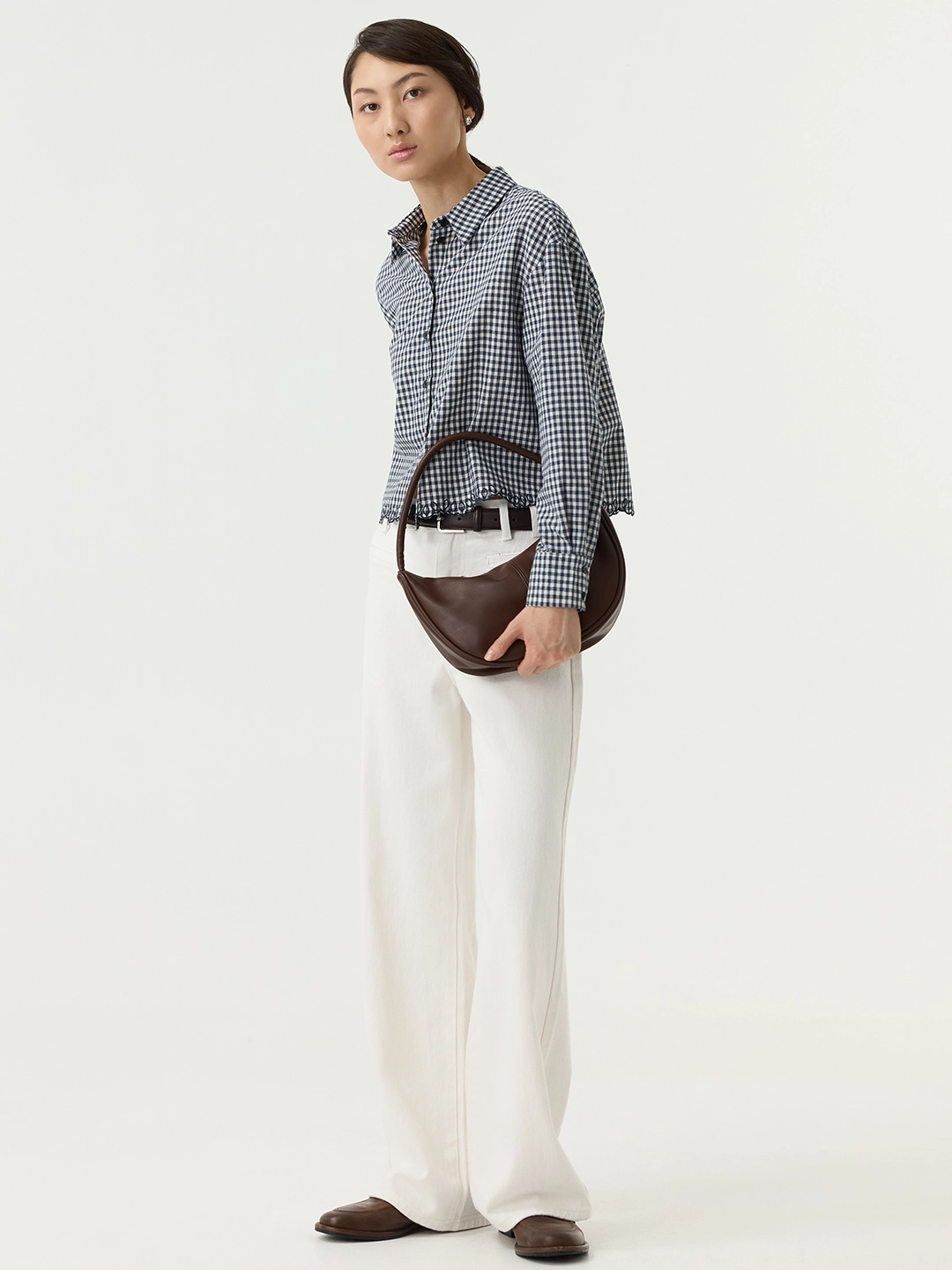 Рубашка бело-синяя клетка для женщин 48256-103 66