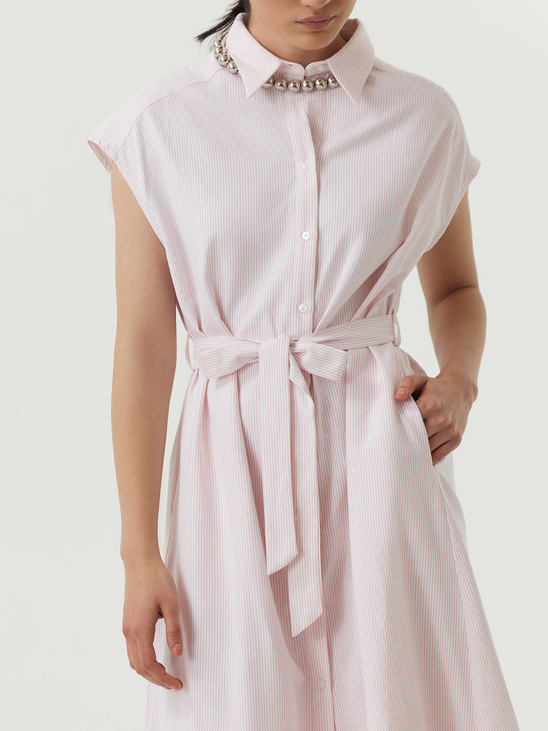 Платье бело-розовая полоска для женщин 48153-51 54