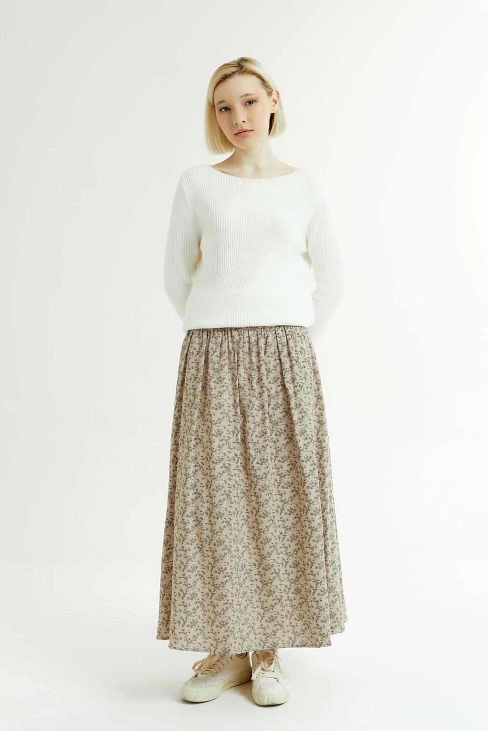 Юбка бежевый в цветочек для женщин 44214-130 52