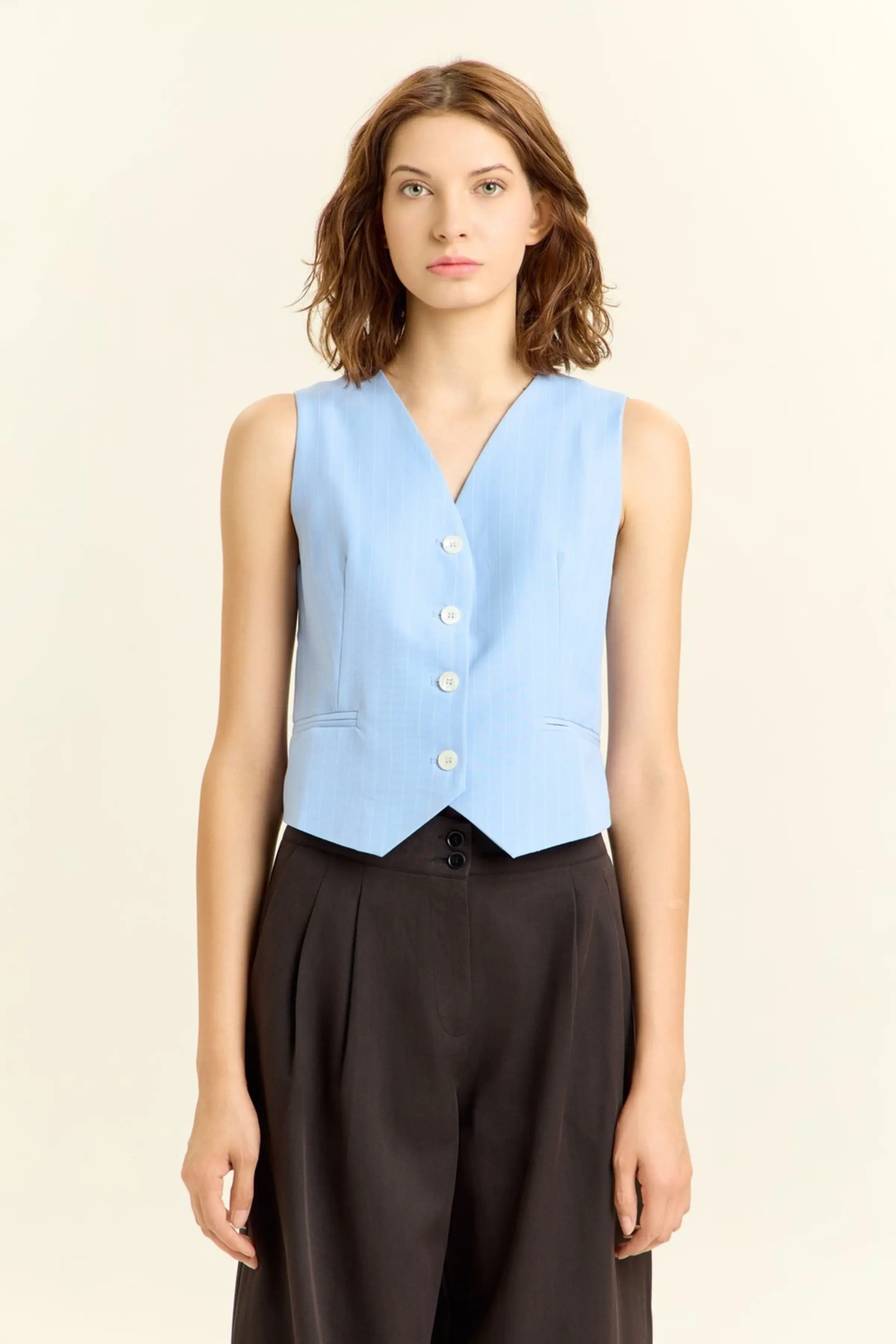 Жилетка бело-голубая полоска для женщин 45108-47 68