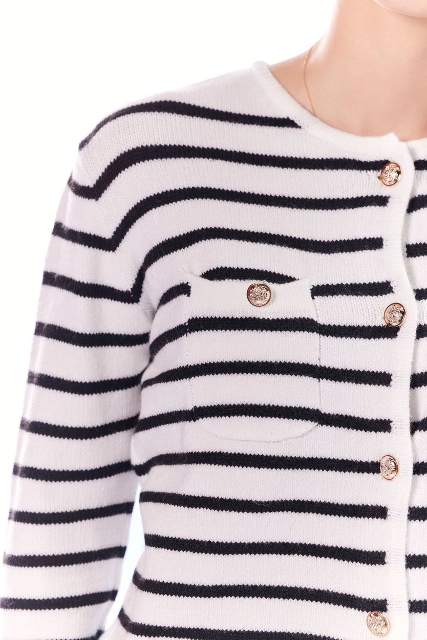 Кардиган бело-черная полоска для женщин 44261-46 50