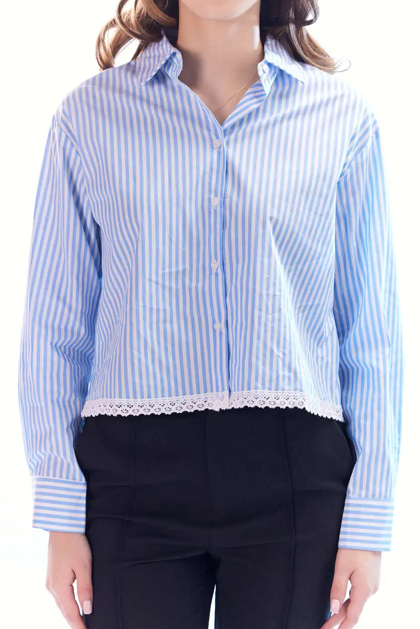 Рубашка бело-синяя полоска для женщин 44251-48 66