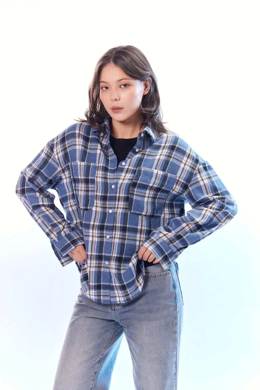 Рубашка синяя клетка для женщин 44247-209 66
