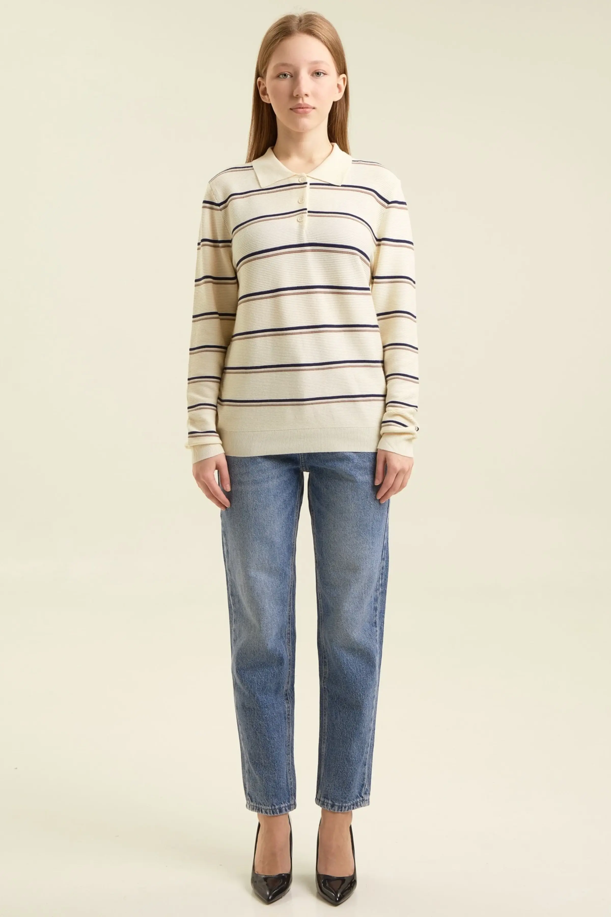 Джемпер сине-бежевая полоска для женщин 47239-296 60